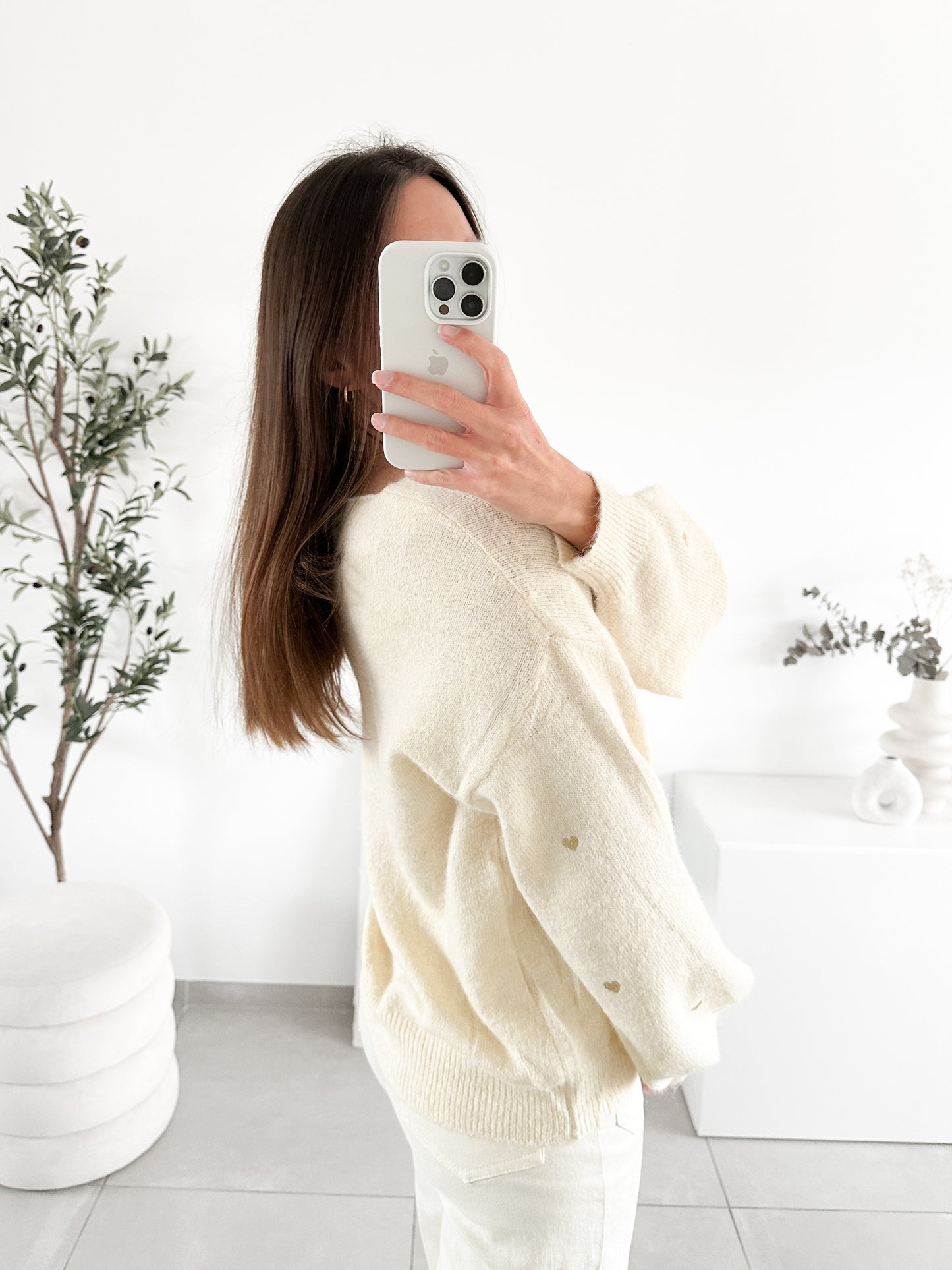Pull coeurs dorés
