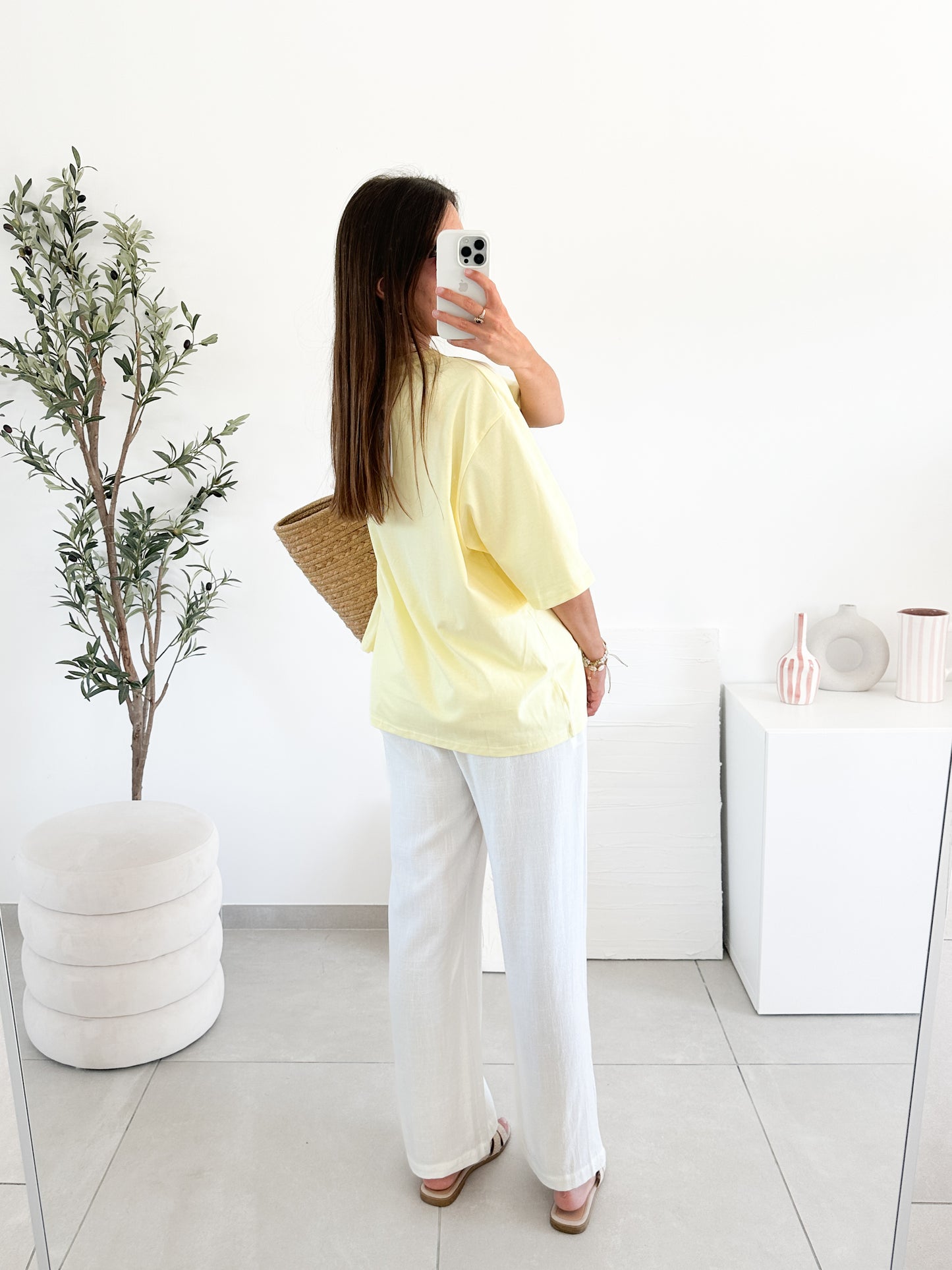 T-shirt brodé "Vintage vibe" jaune