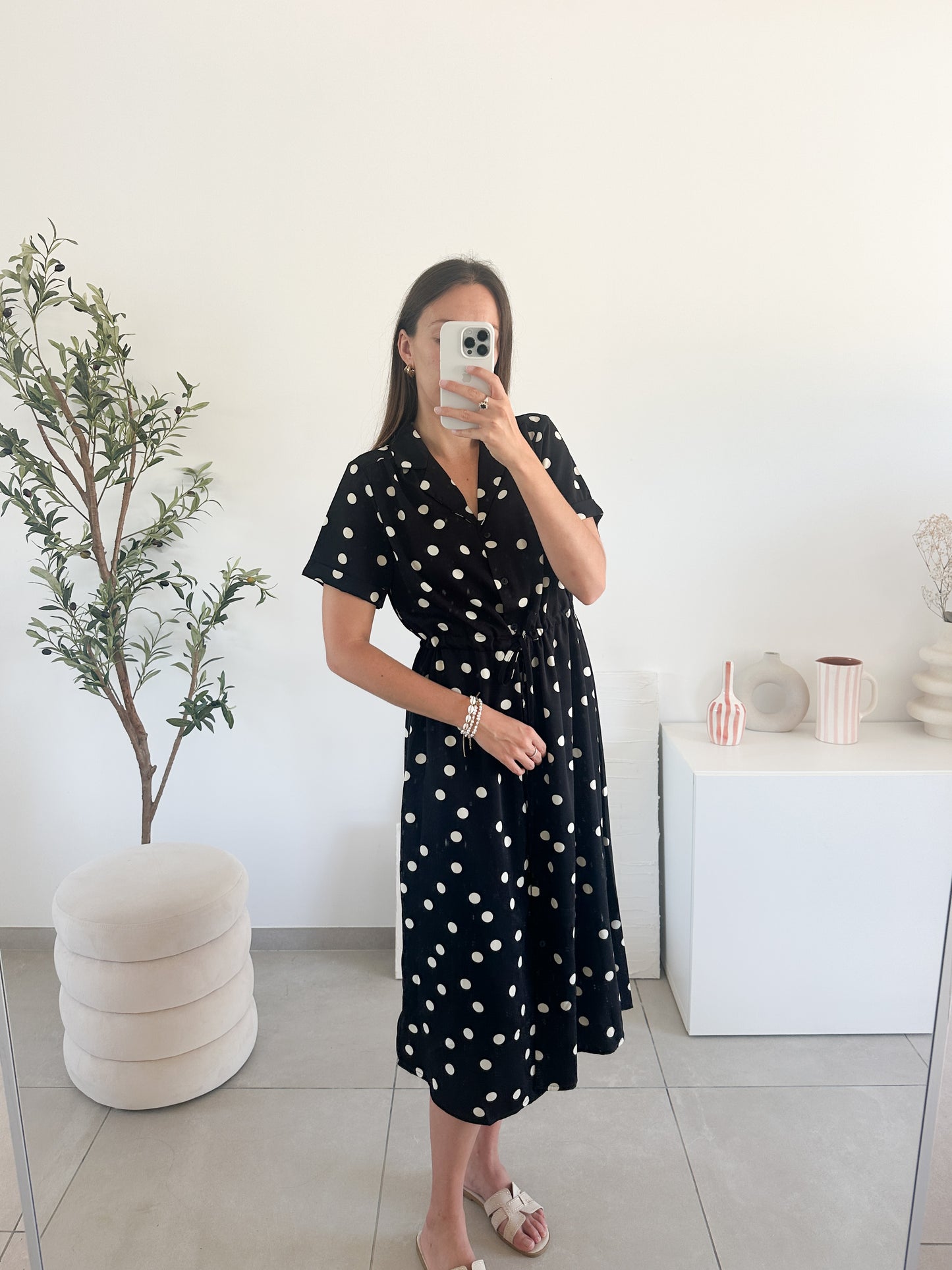 Robe midi à pois