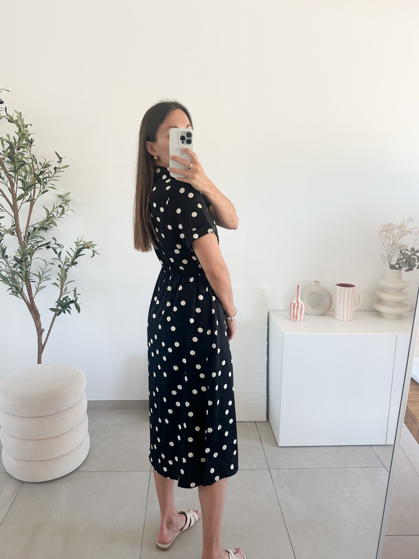 Robe midi à pois