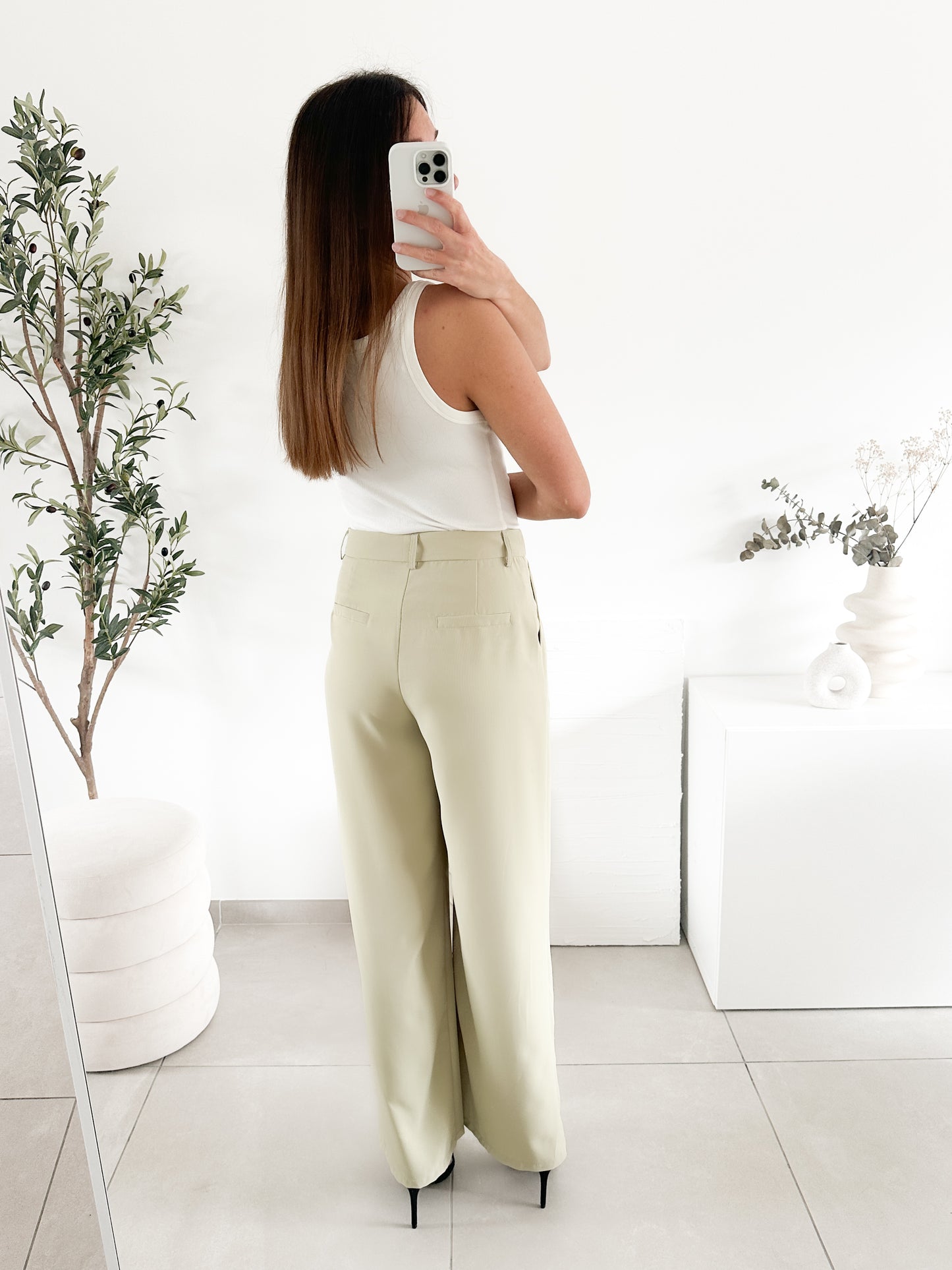 Pantalon costume vert matcha