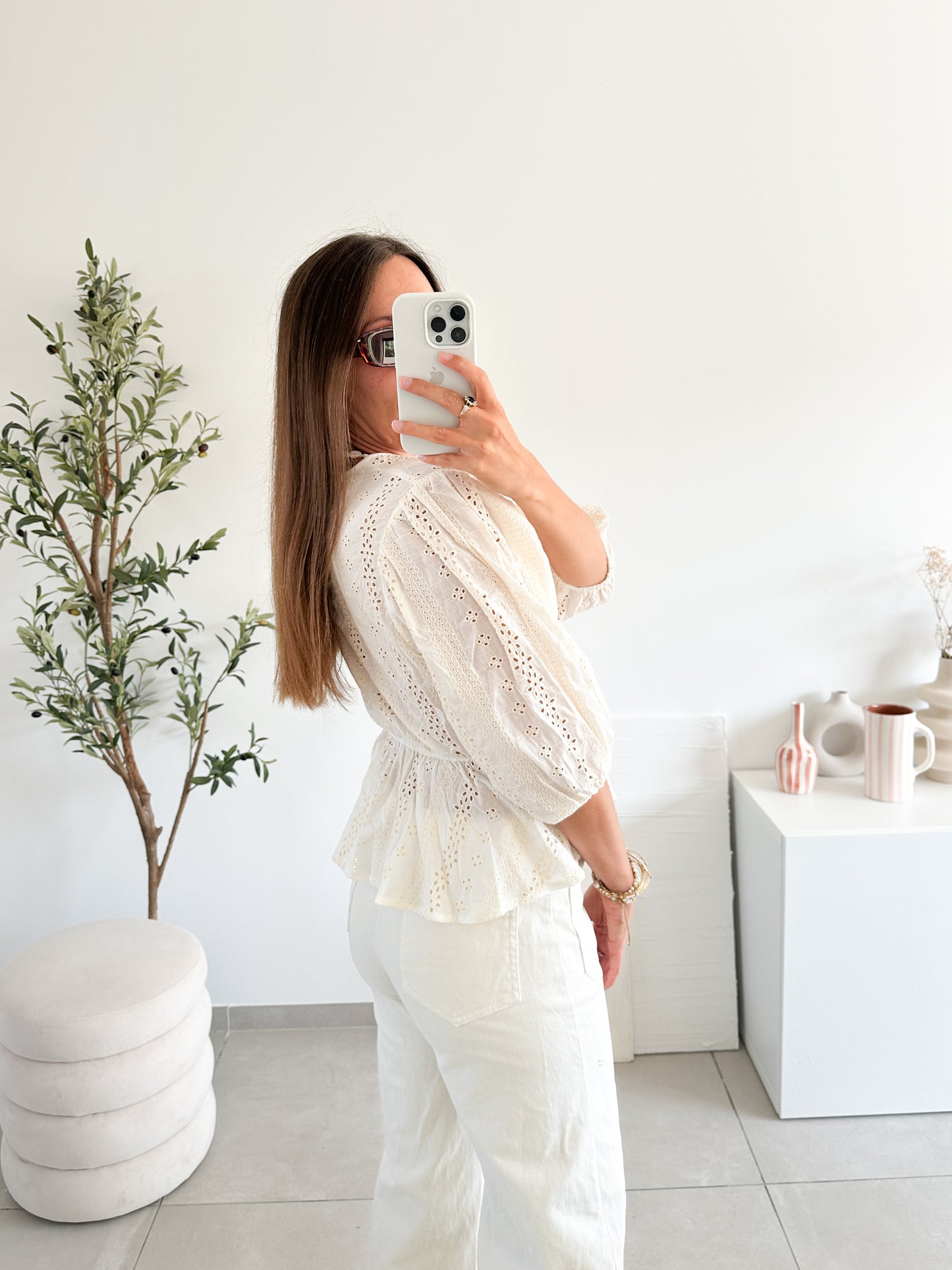 Chemise cache coeur en broderie anglaise