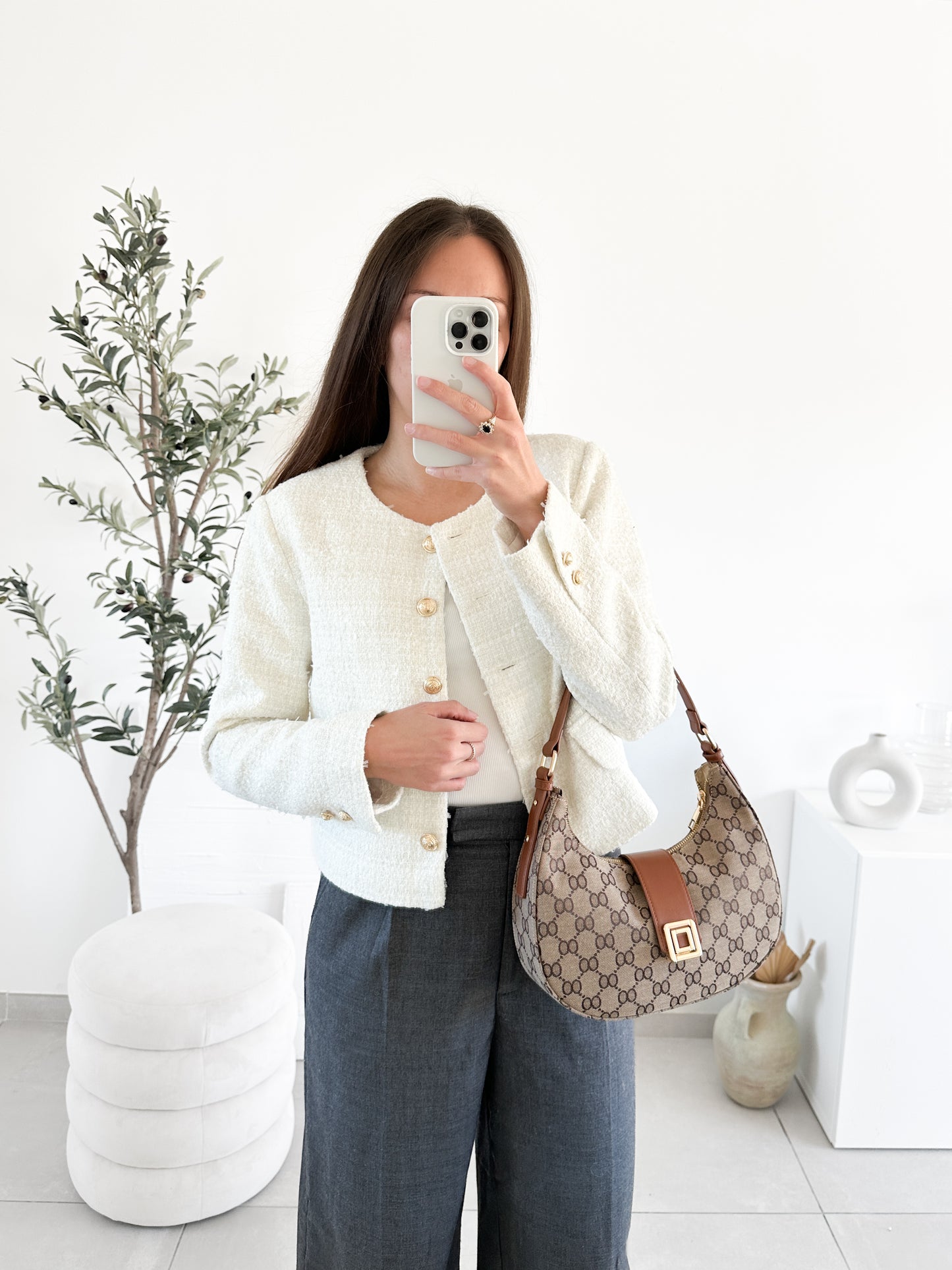 Veste en tweed blanche
