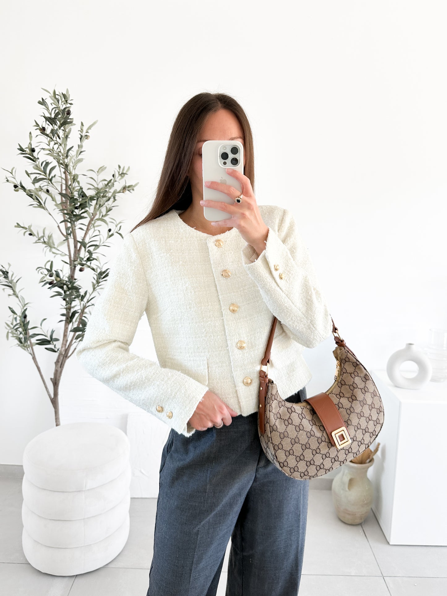 Veste en tweed blanche