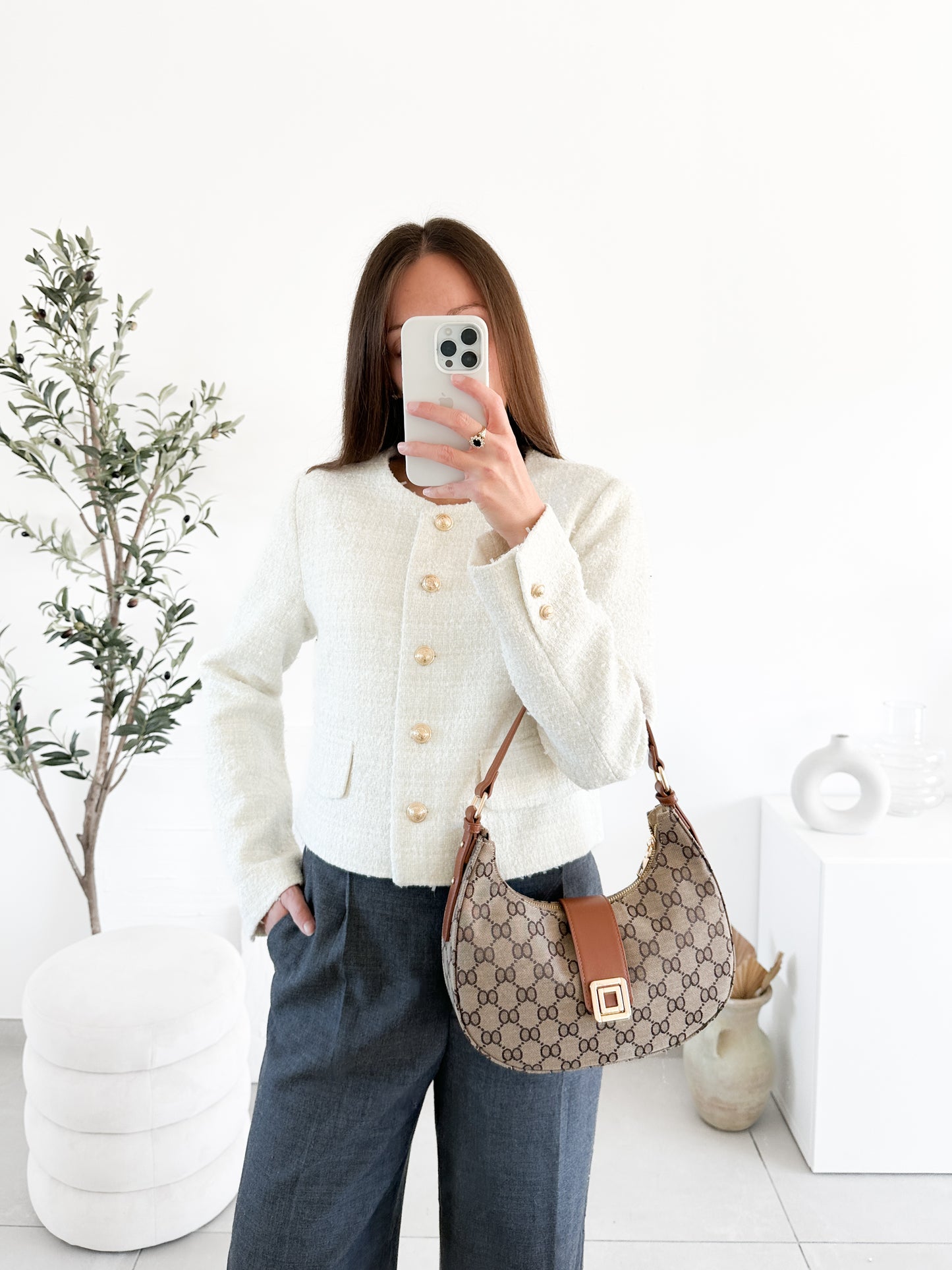 Veste en tweed blanche