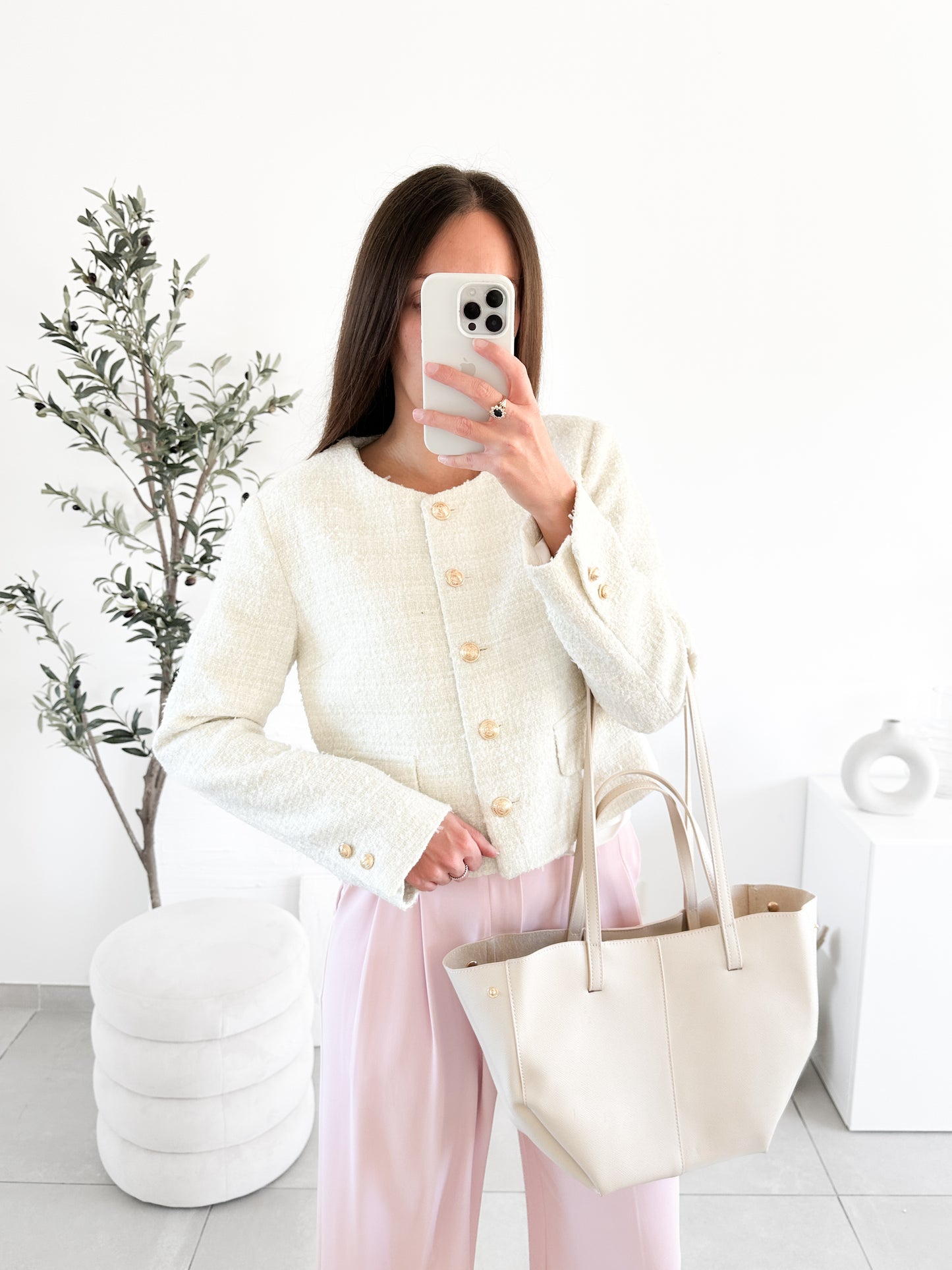 Veste en tweed blanche