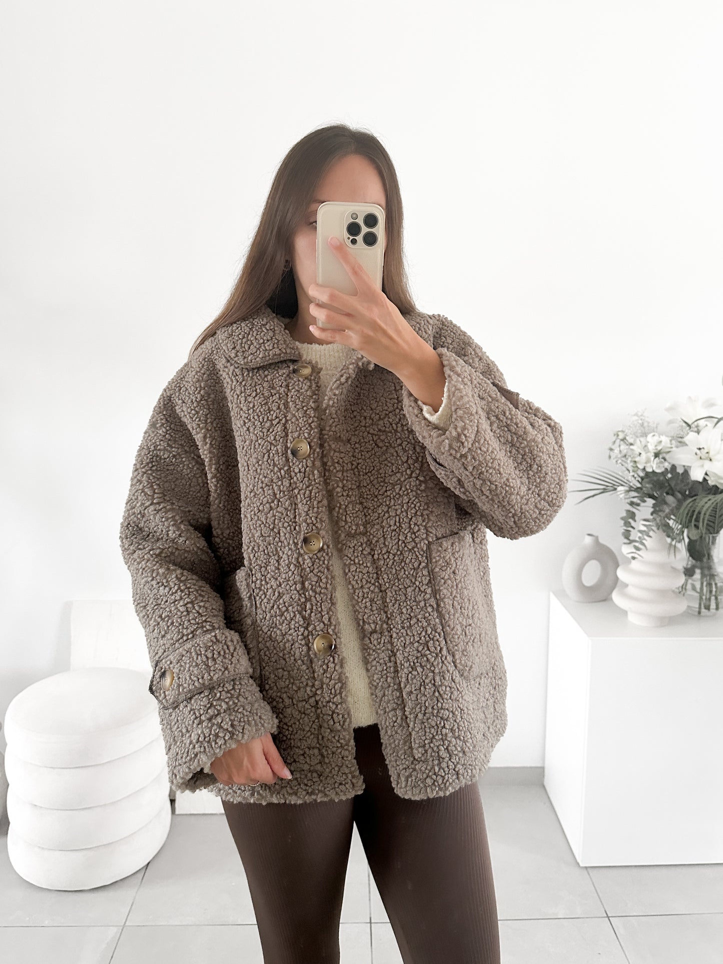 Veste Teddy taupe