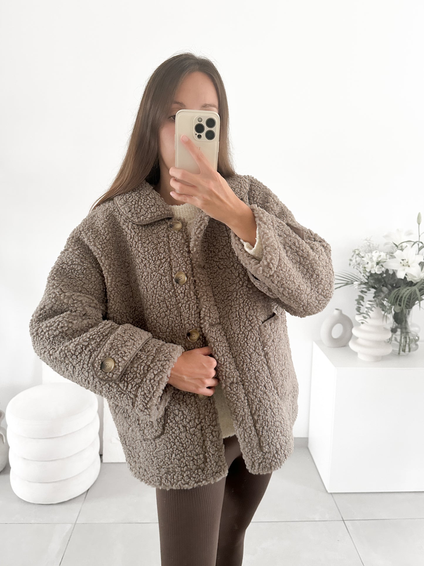 Veste Teddy taupe