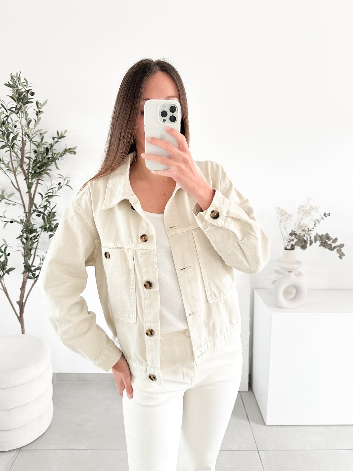 Veste en jean beige
