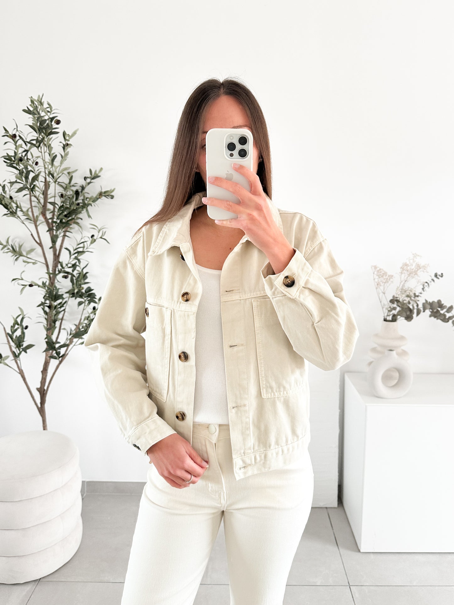 Veste en jean beige