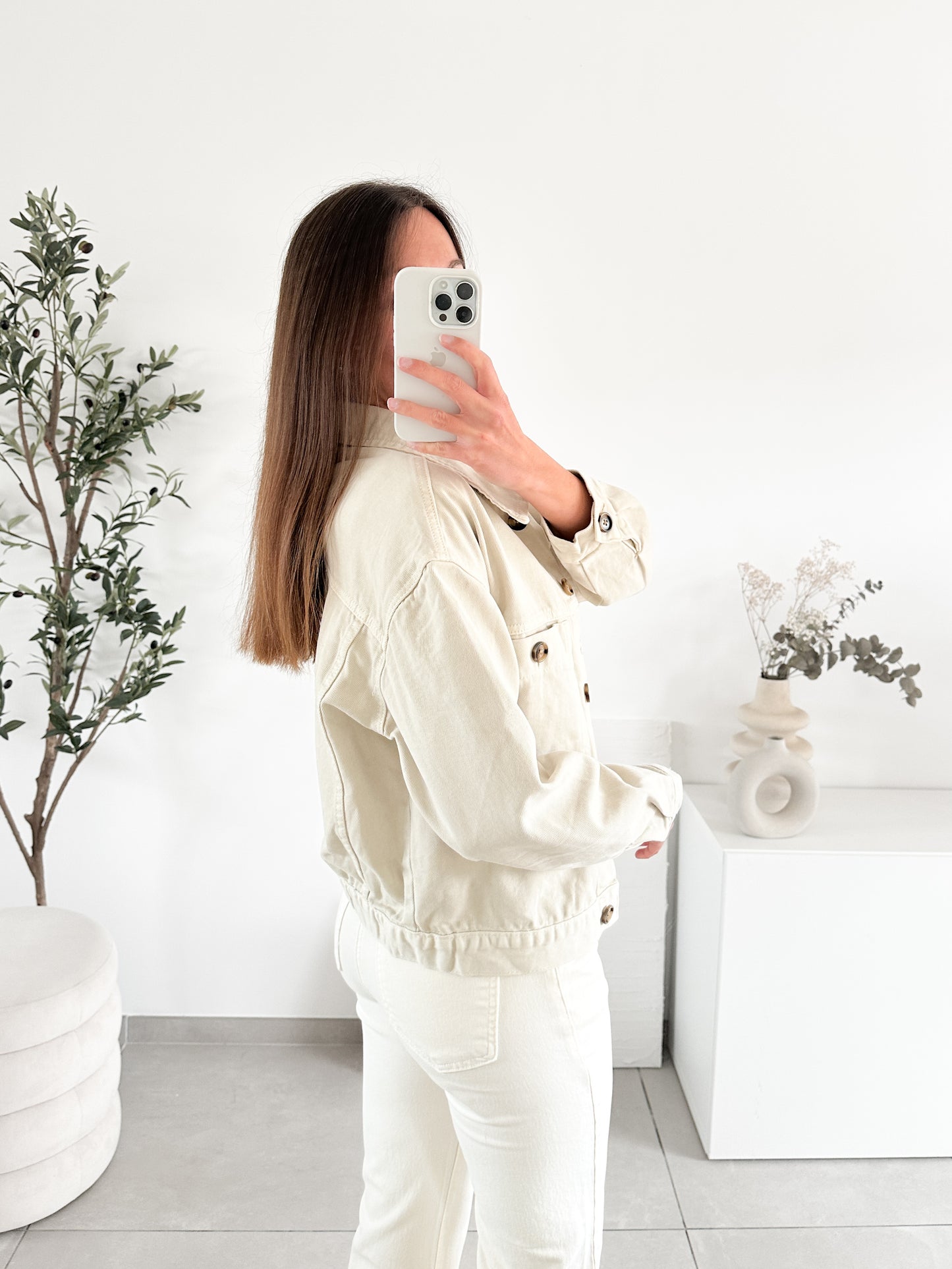 Veste en jean beige