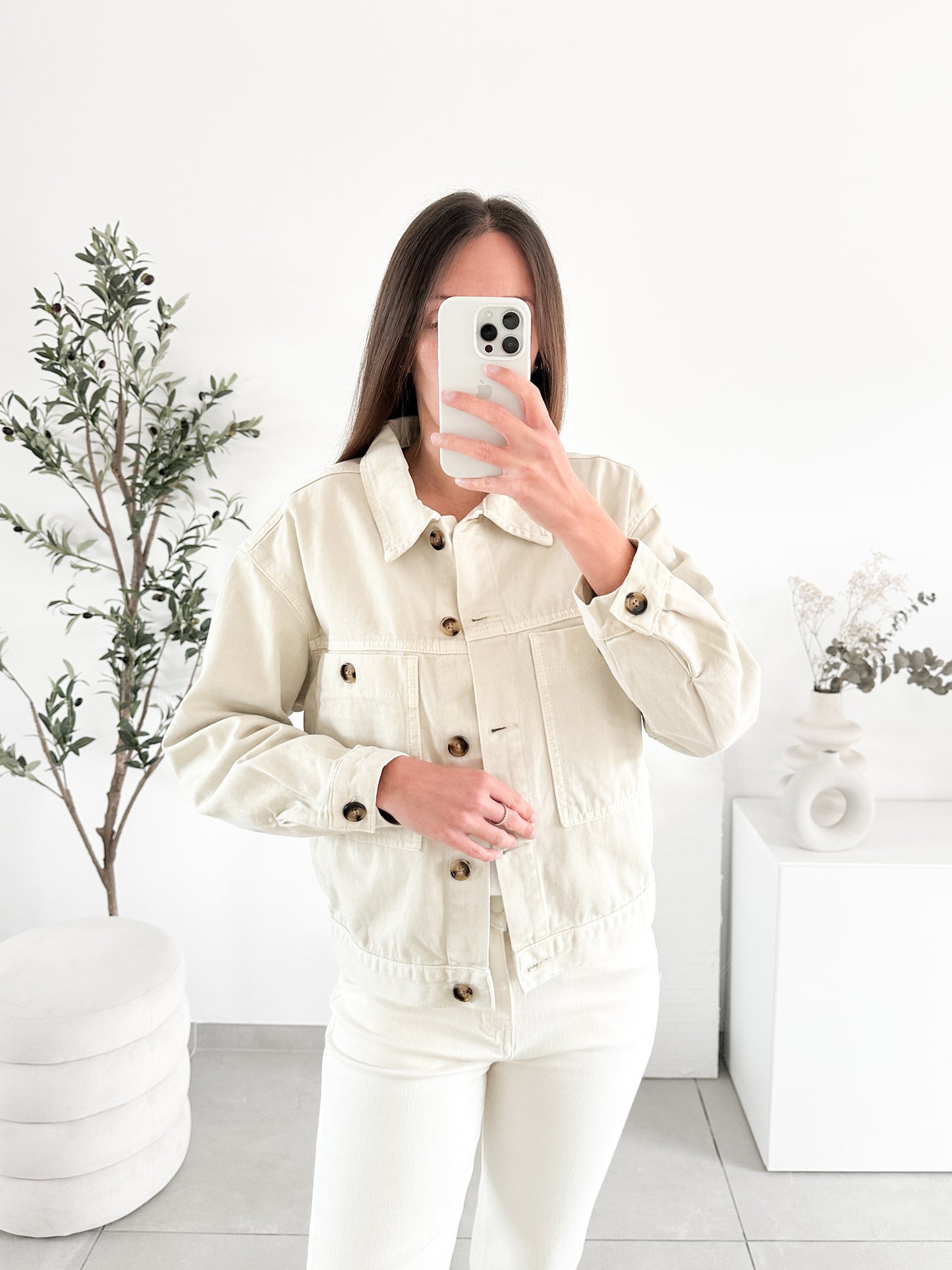 Veste en jean beige