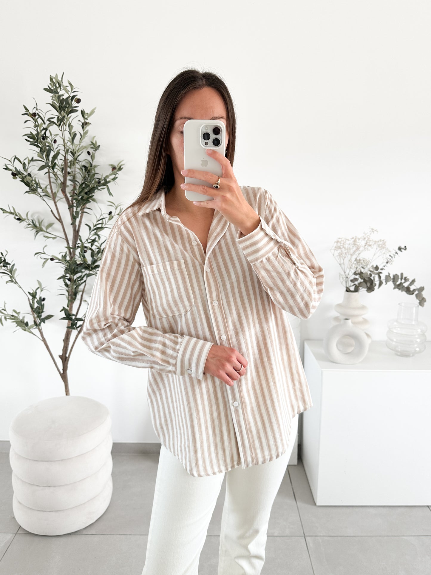 Chemise rayé beige