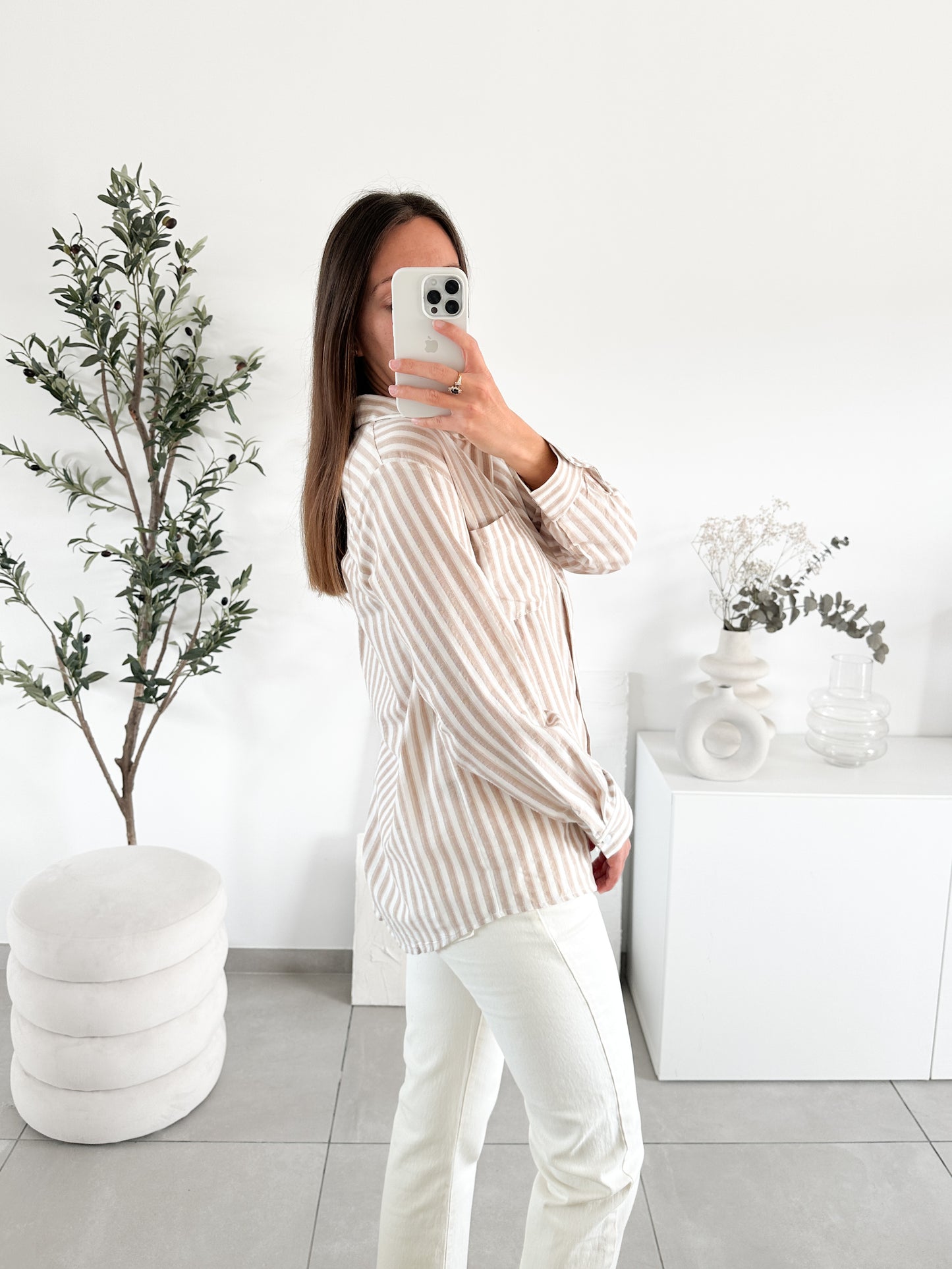 Chemise rayé beige