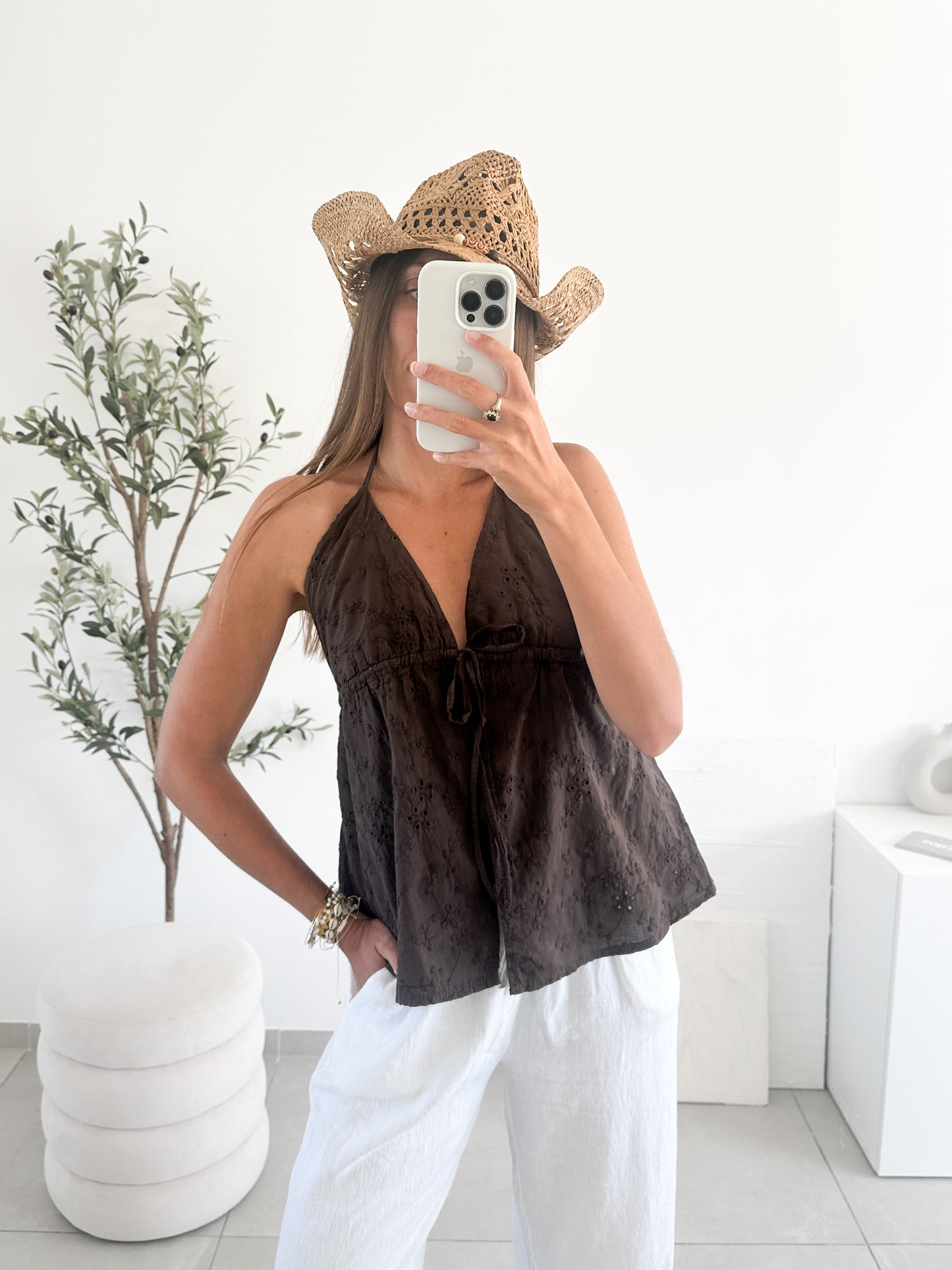 Top Lana marron