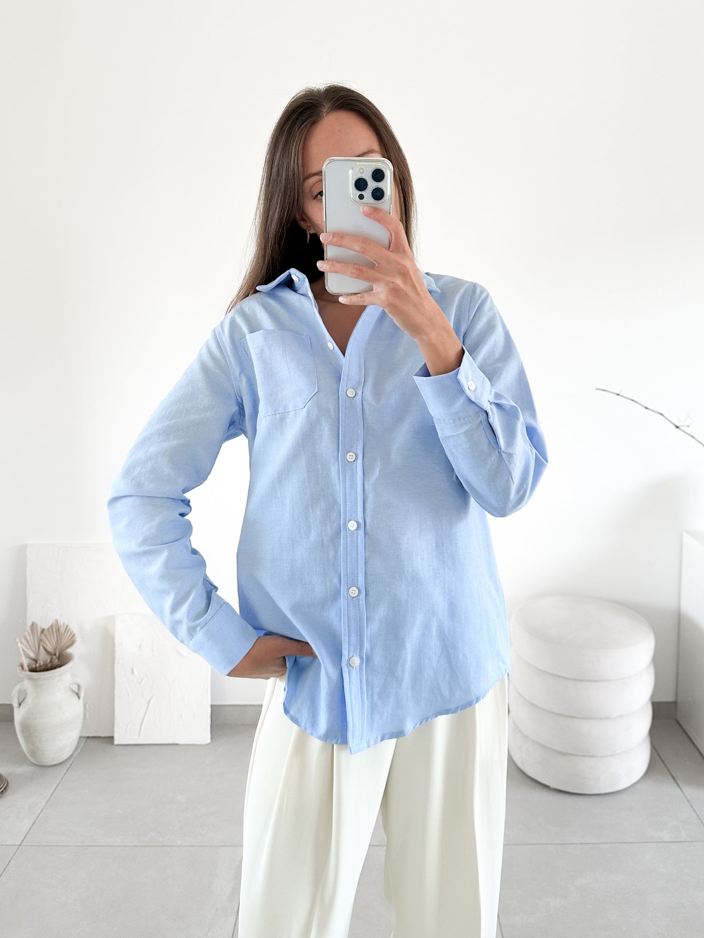 Chemise coton bleue