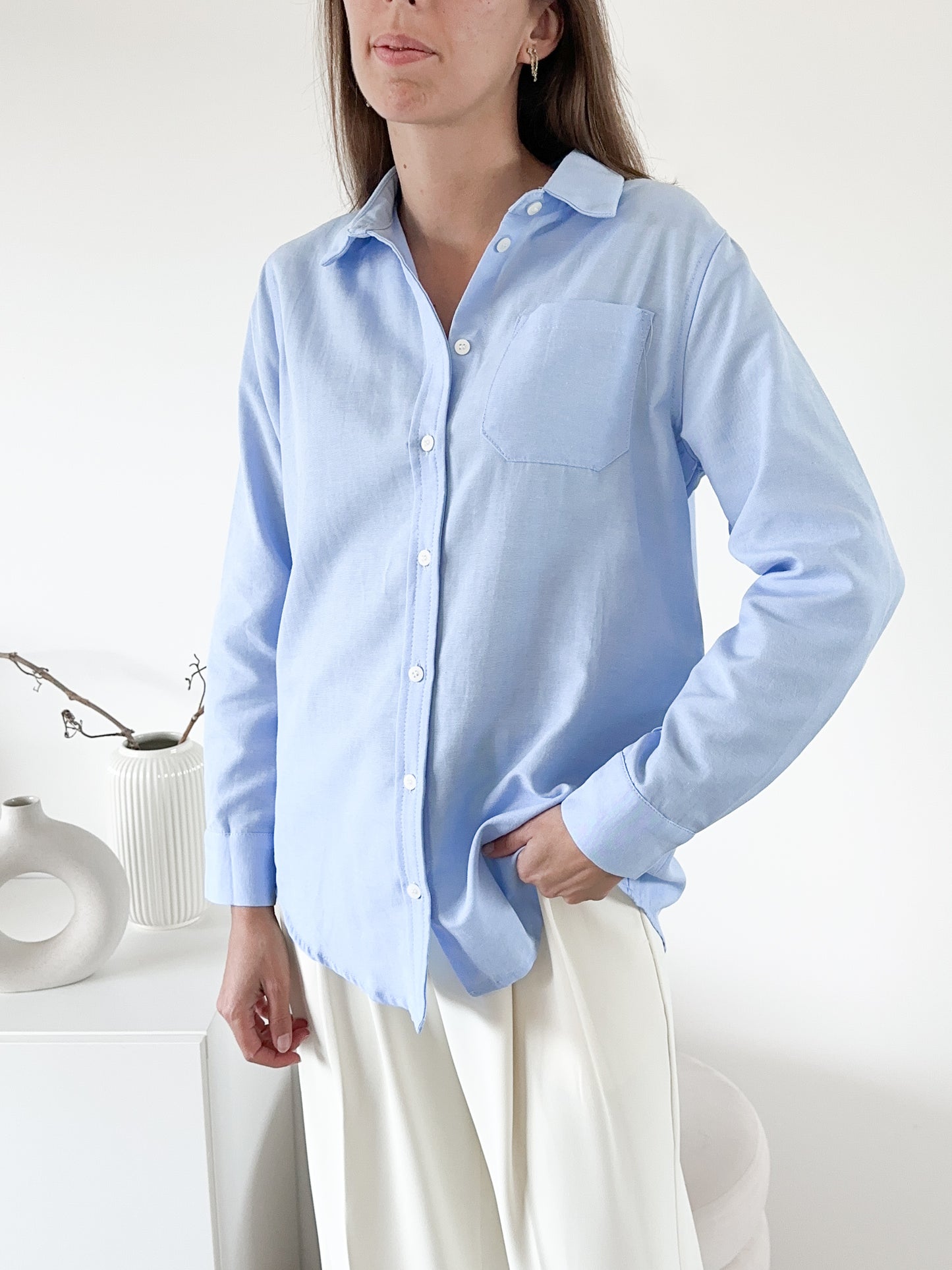 Chemise coton bleue