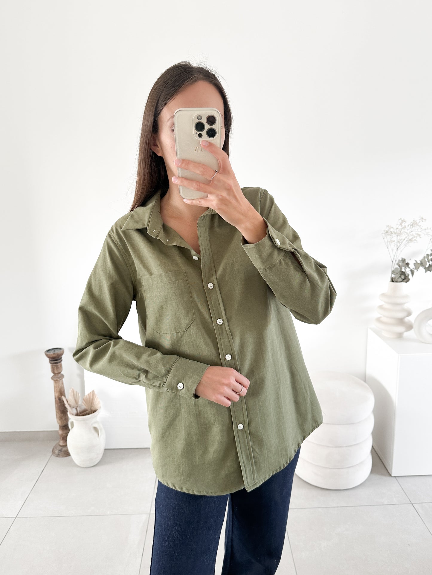 Chemise coton kaki