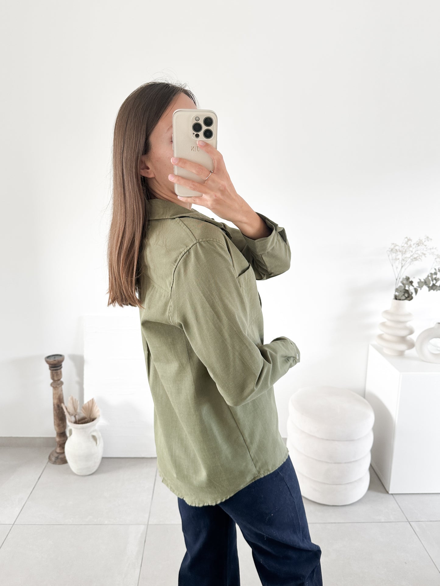 Chemise coton kaki