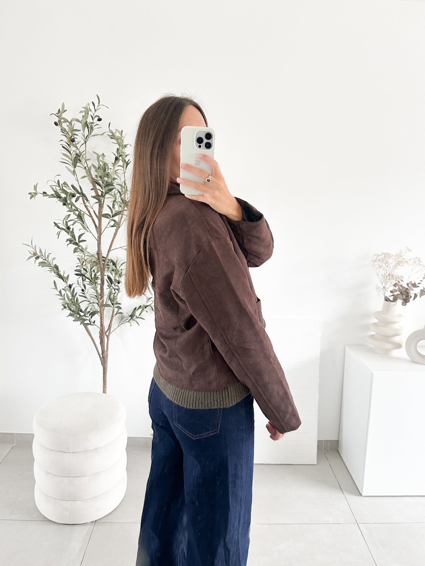Veste en suédine marron