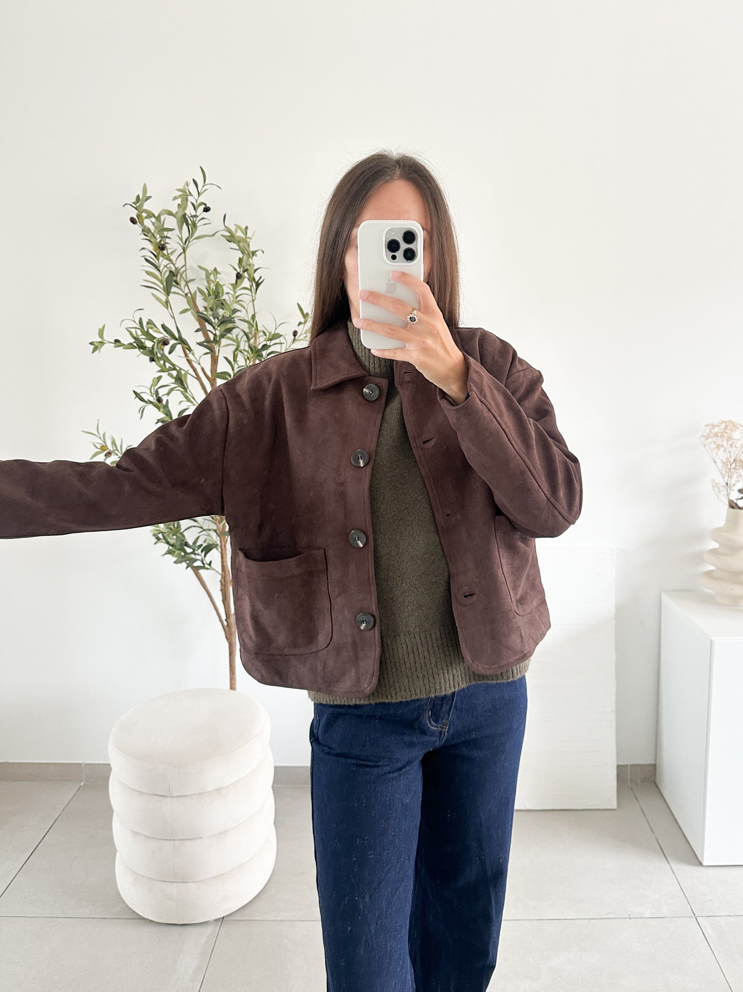 Veste en suédine marron