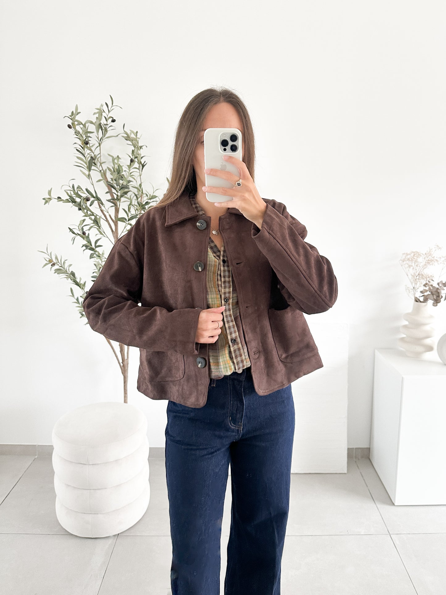 Veste en suédine marron