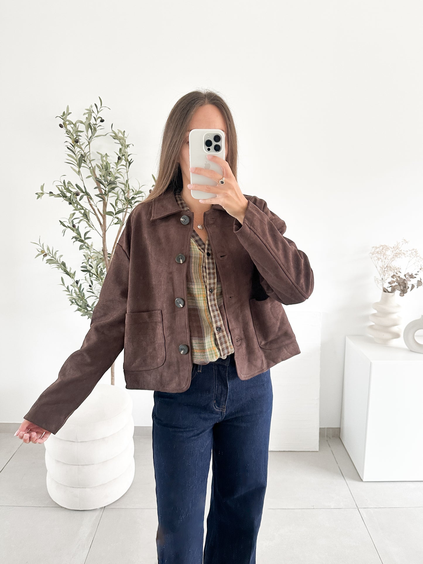 Veste en suédine marron