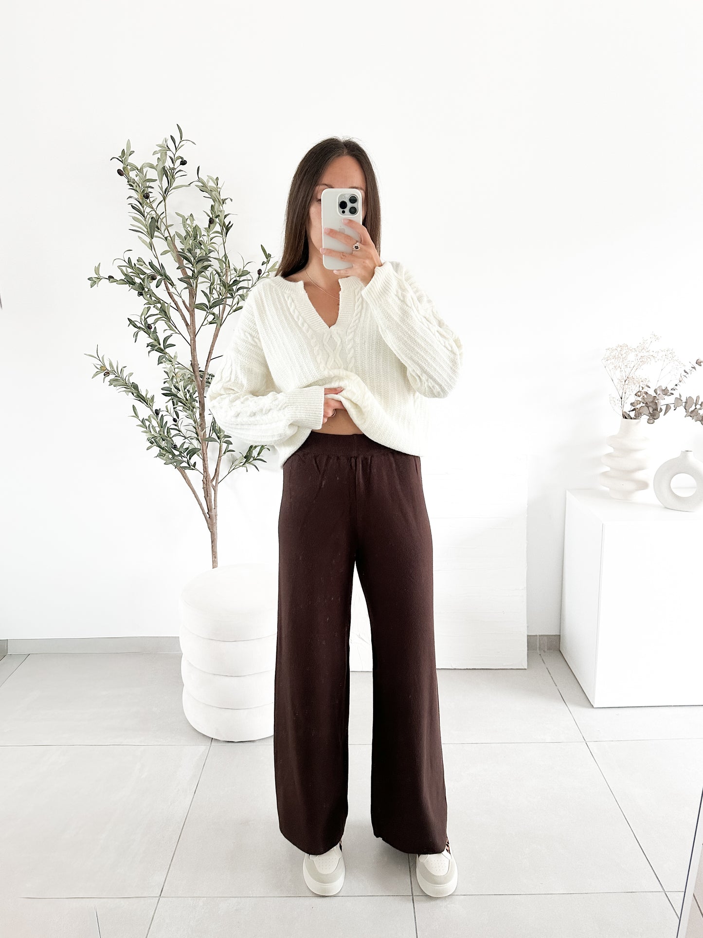 Pantalon en maille marron