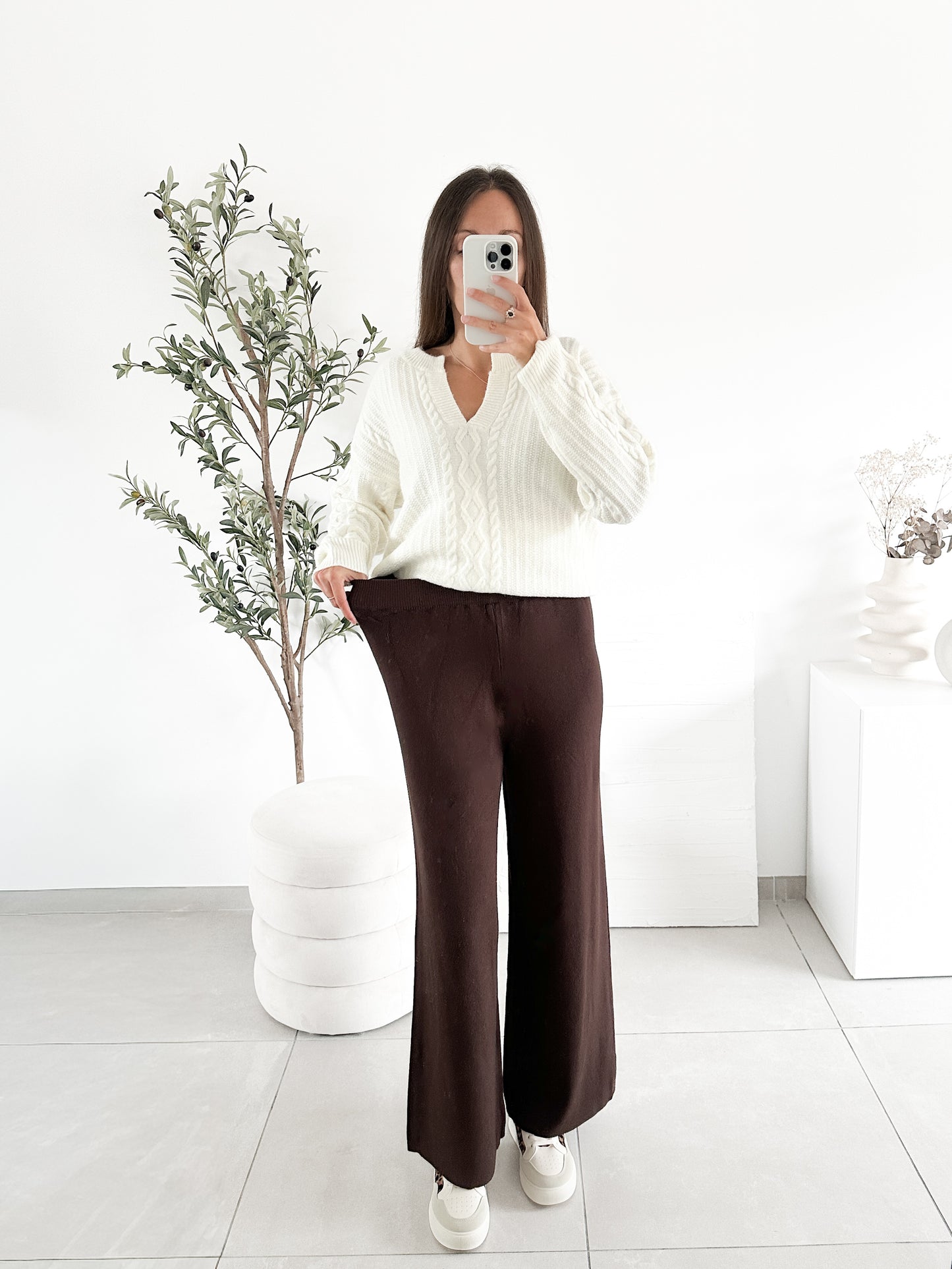 Pantalon en maille marron