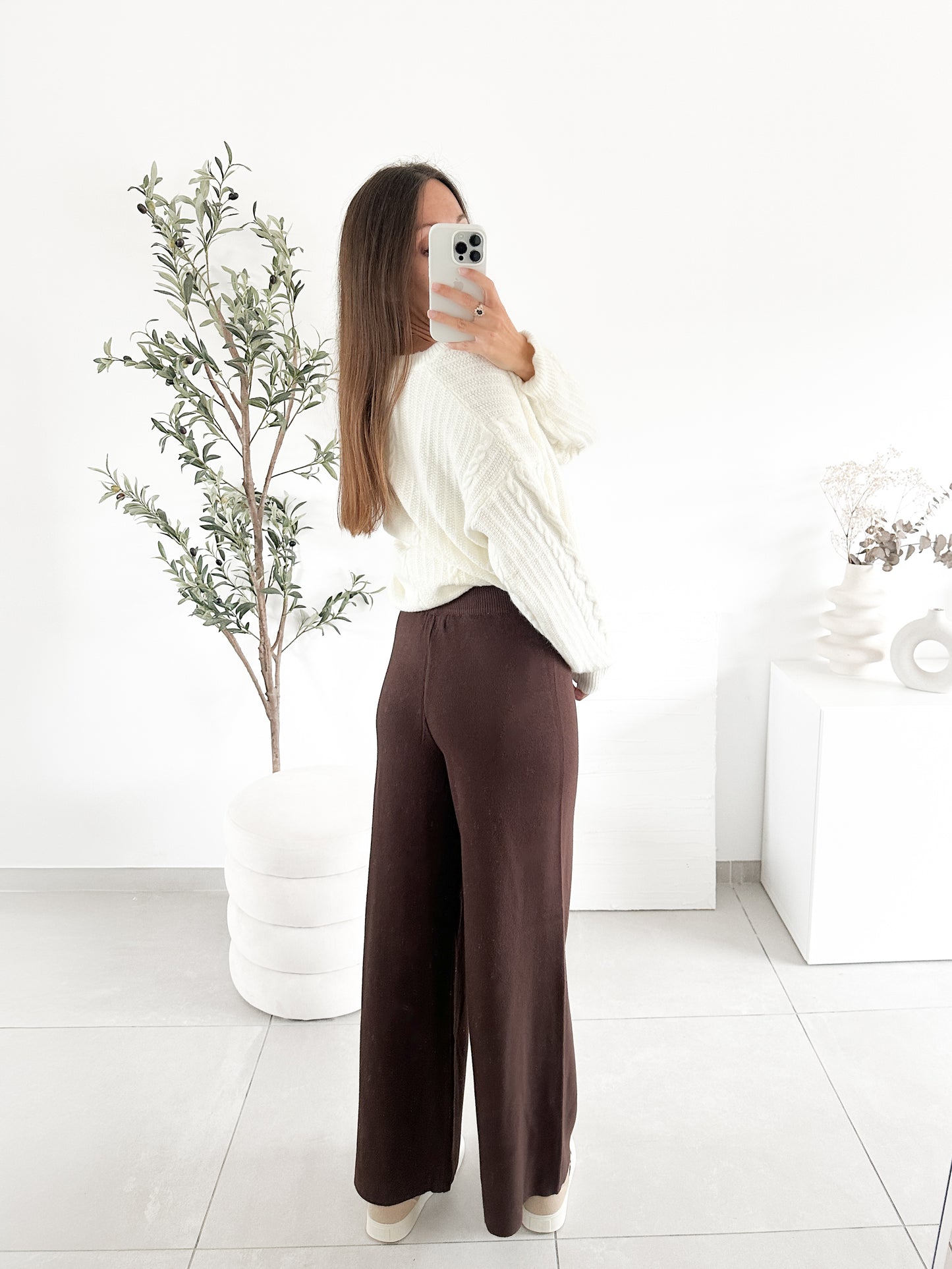 Pantalon en maille marron