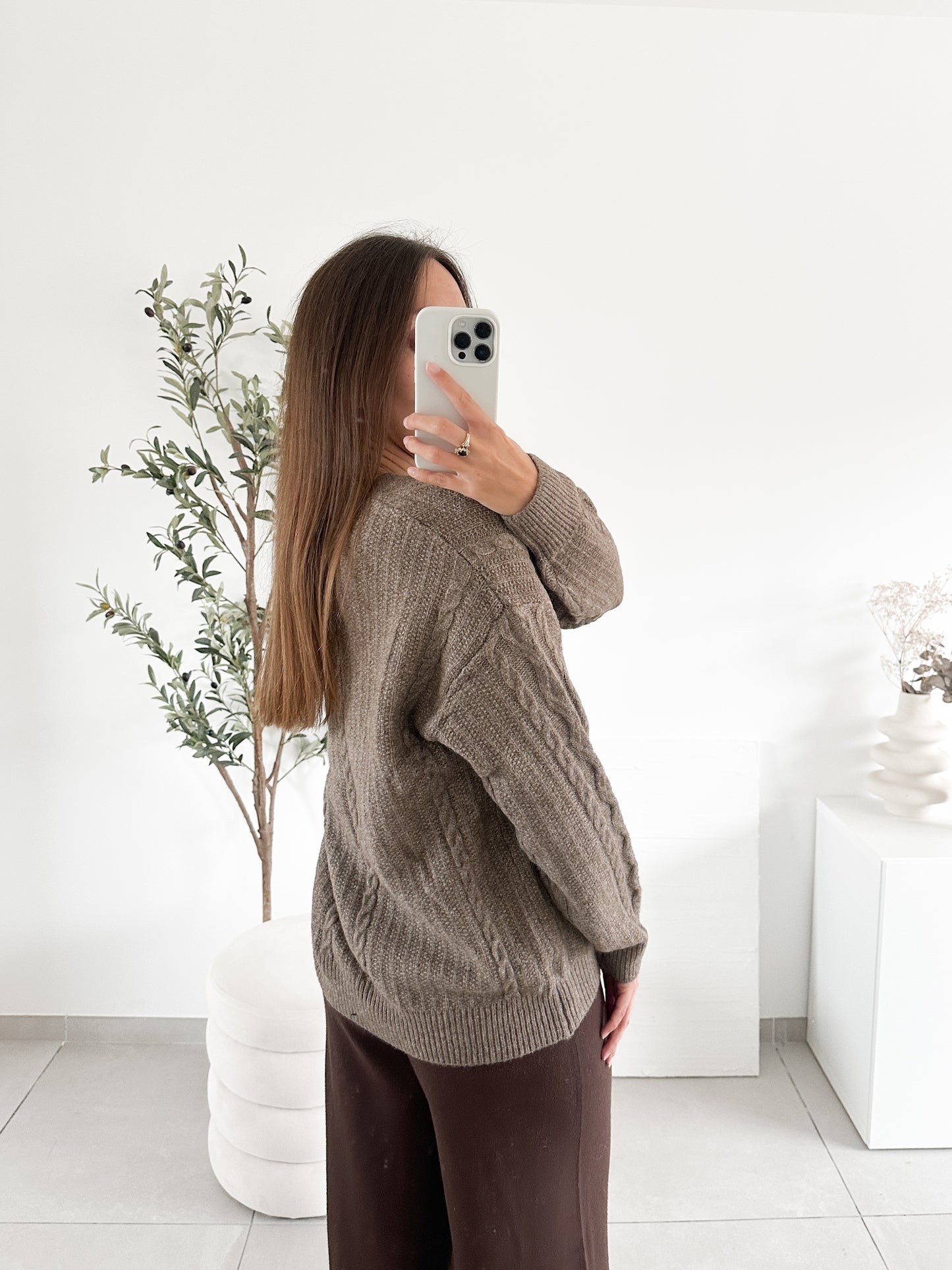 Pull torsade marron