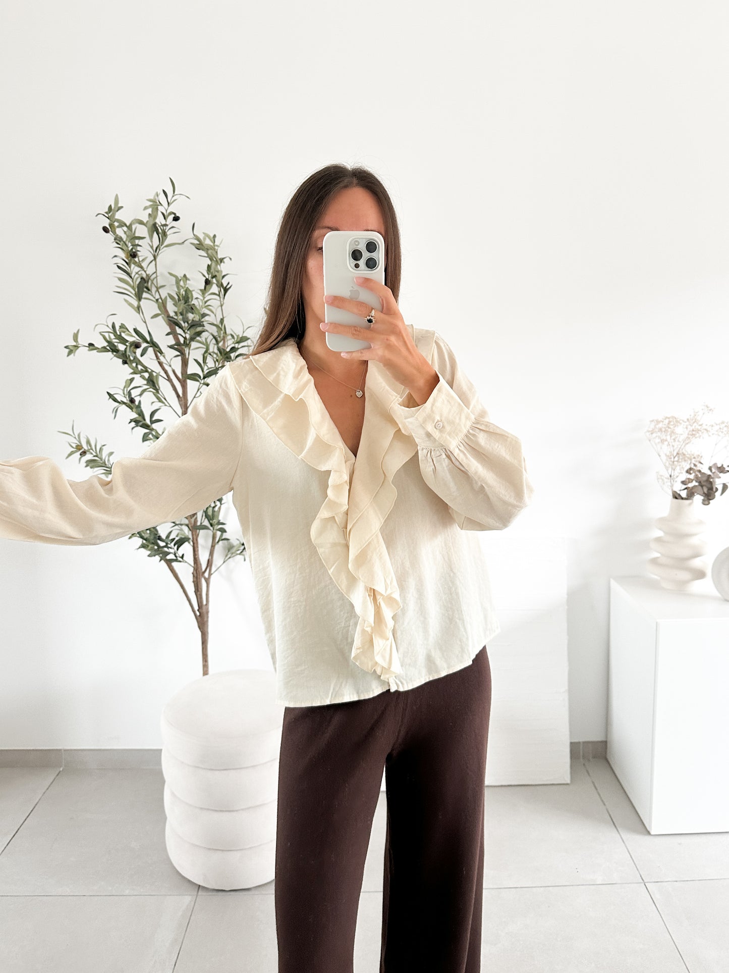 Blouse froufrou beige