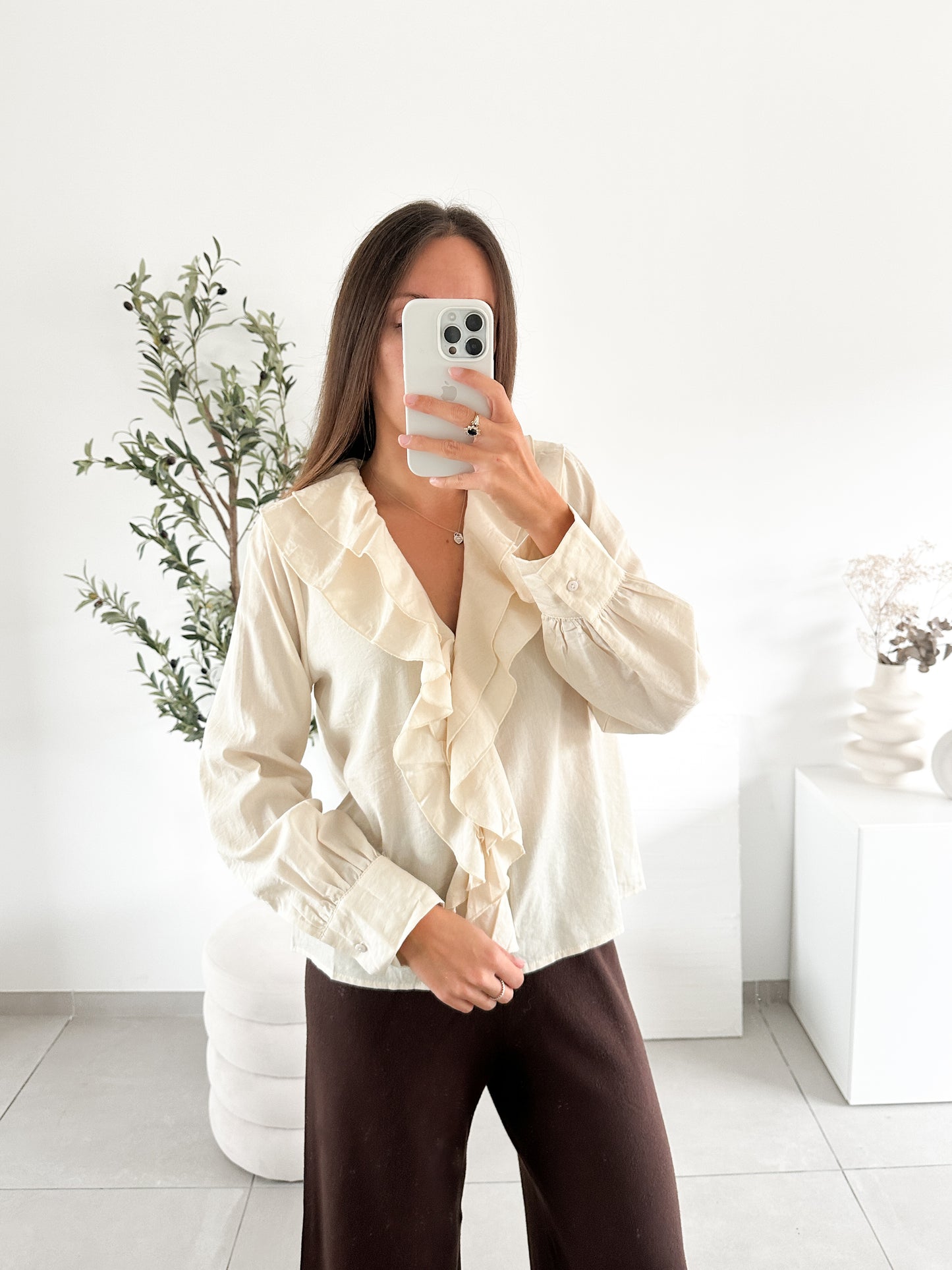 Blouse froufrou beige