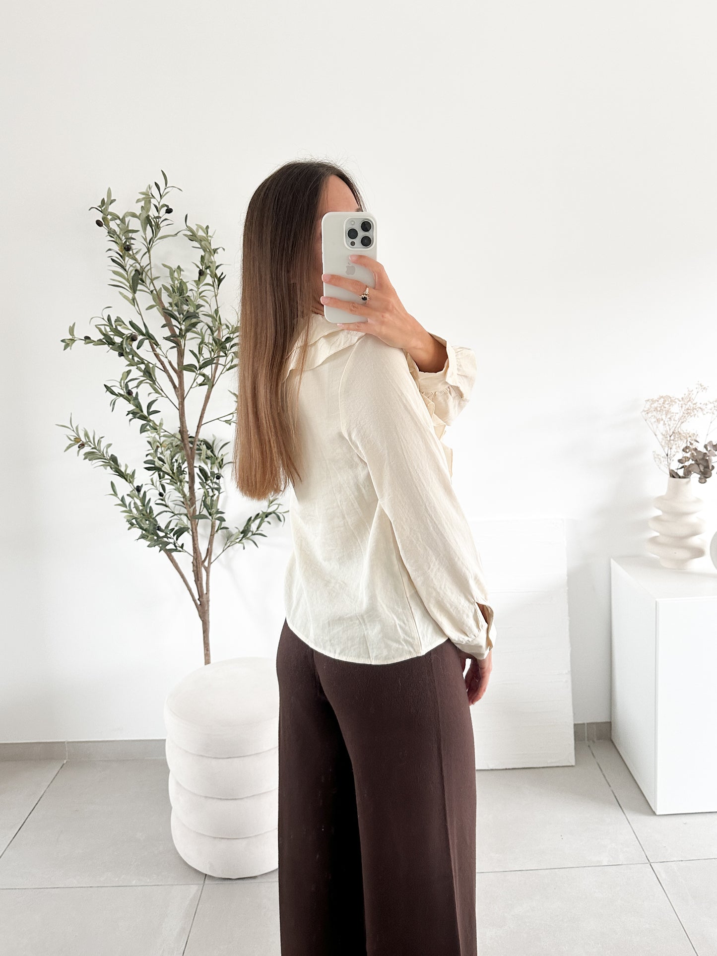 Blouse froufrou beige