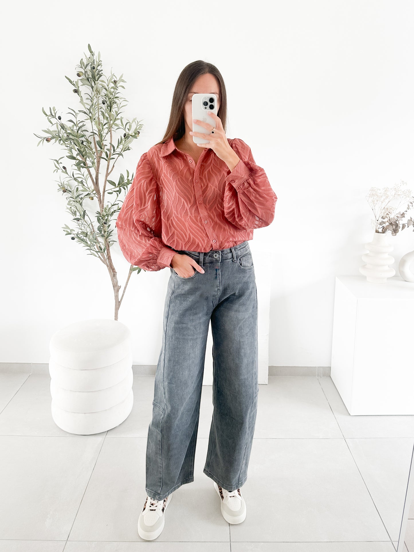 Jean barrel gris