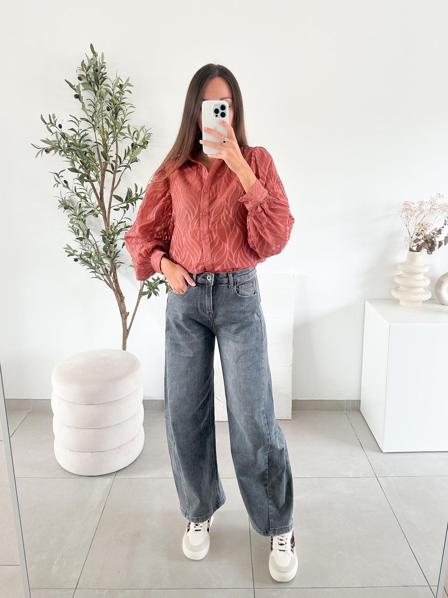 Jean barrel gris