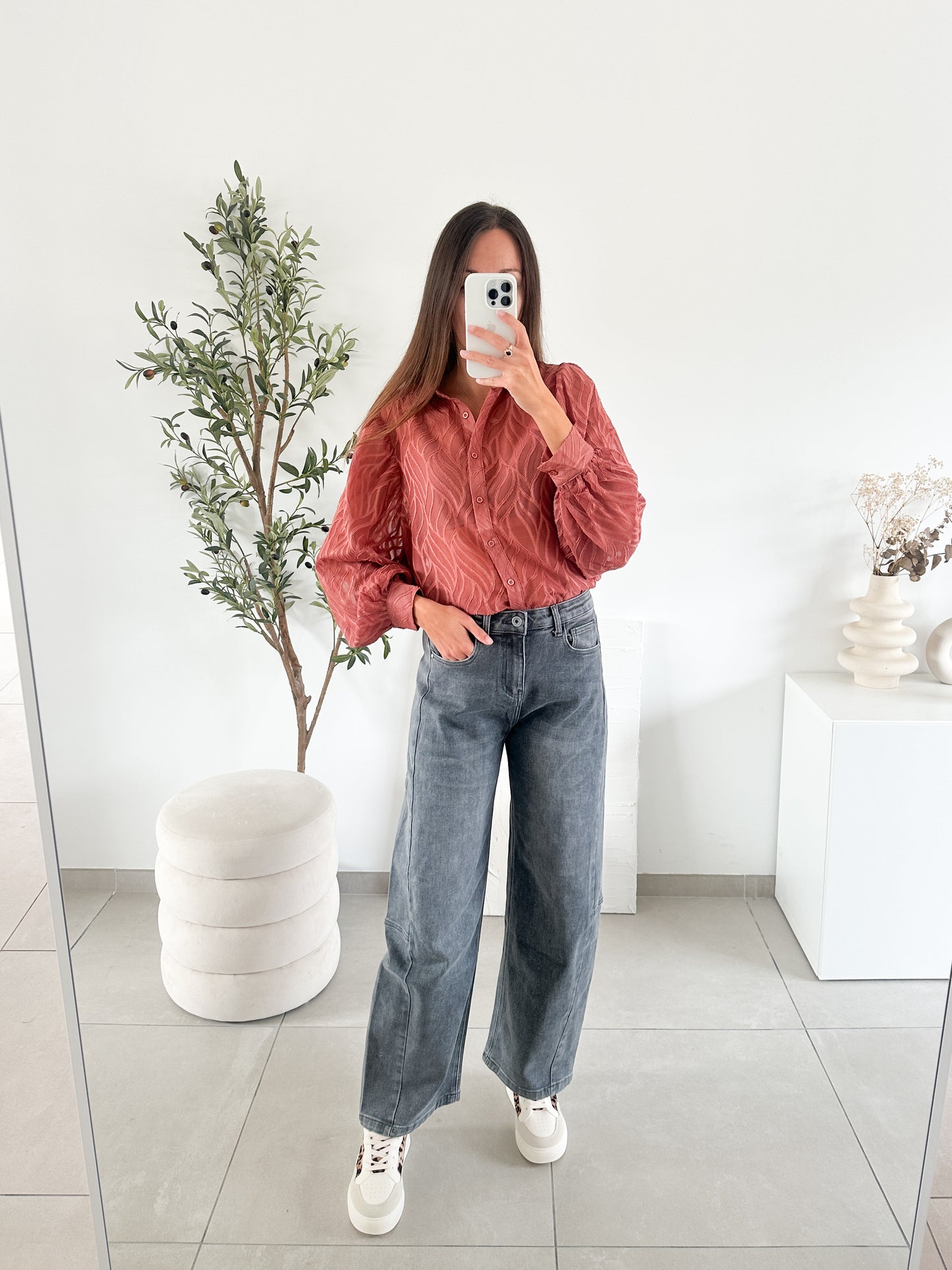 Jean barrel gris