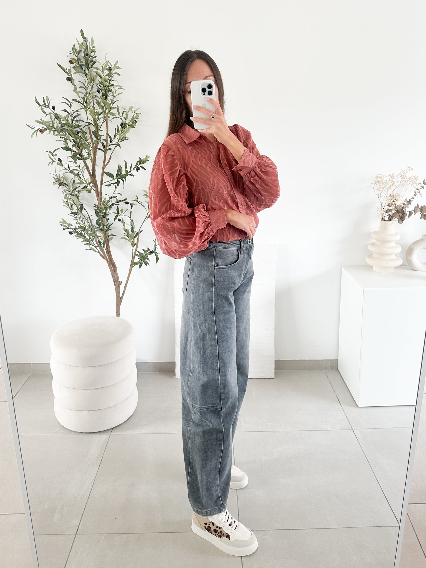 Jean barrel gris