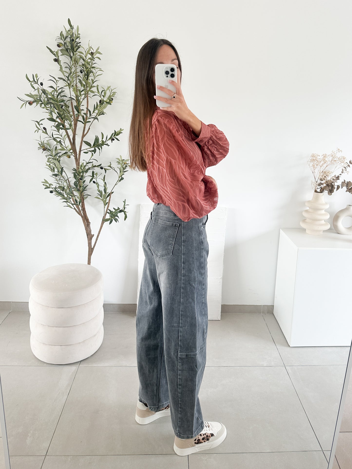 Jean barrel gris