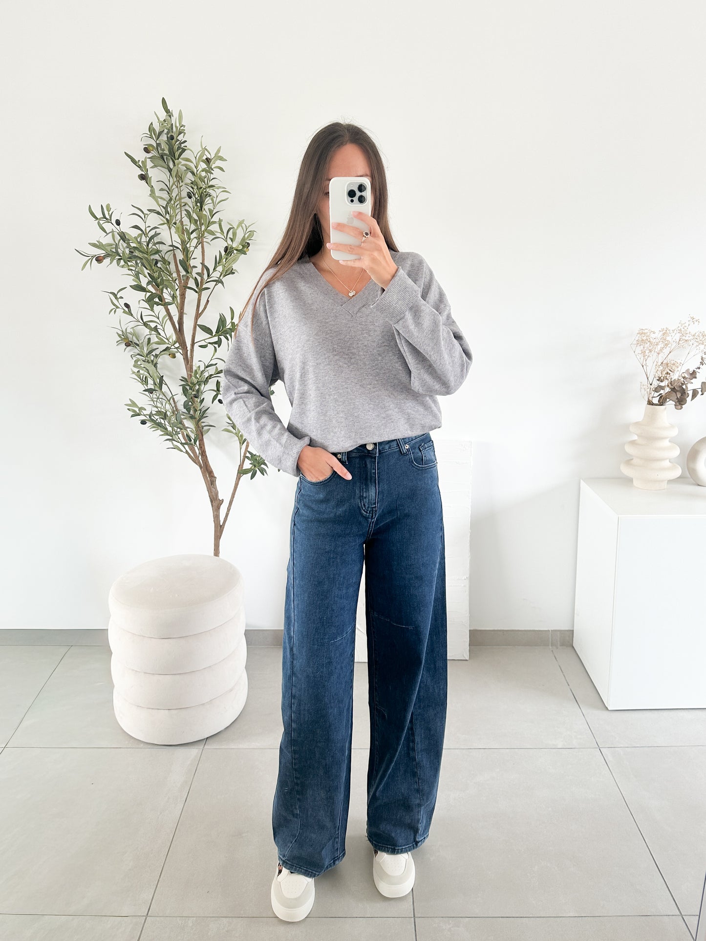 Jean barrel bleu moyen