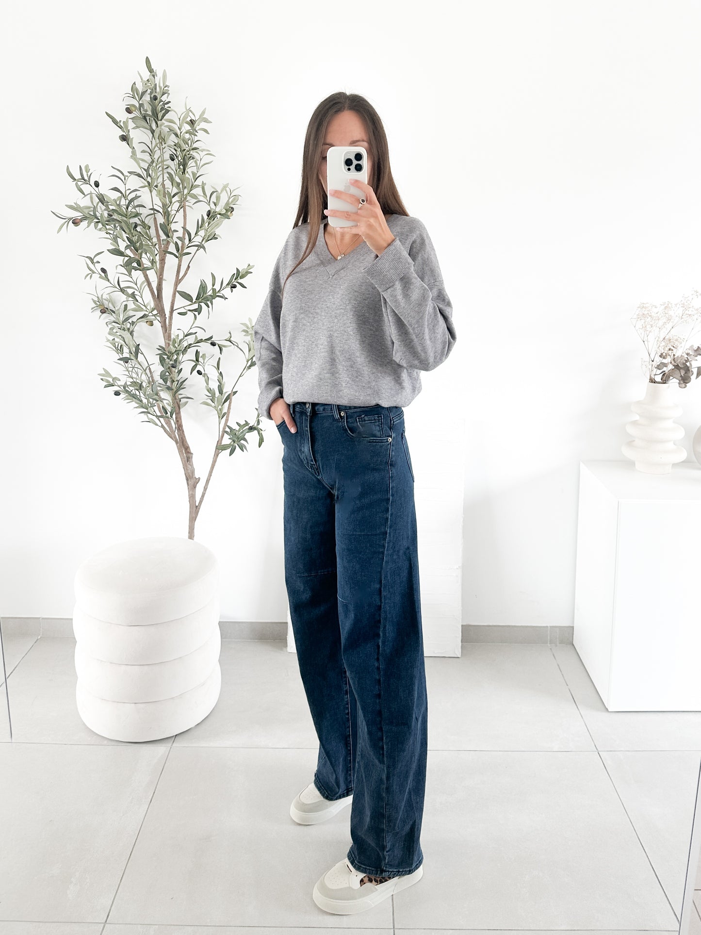 Jean barrel bleu moyen