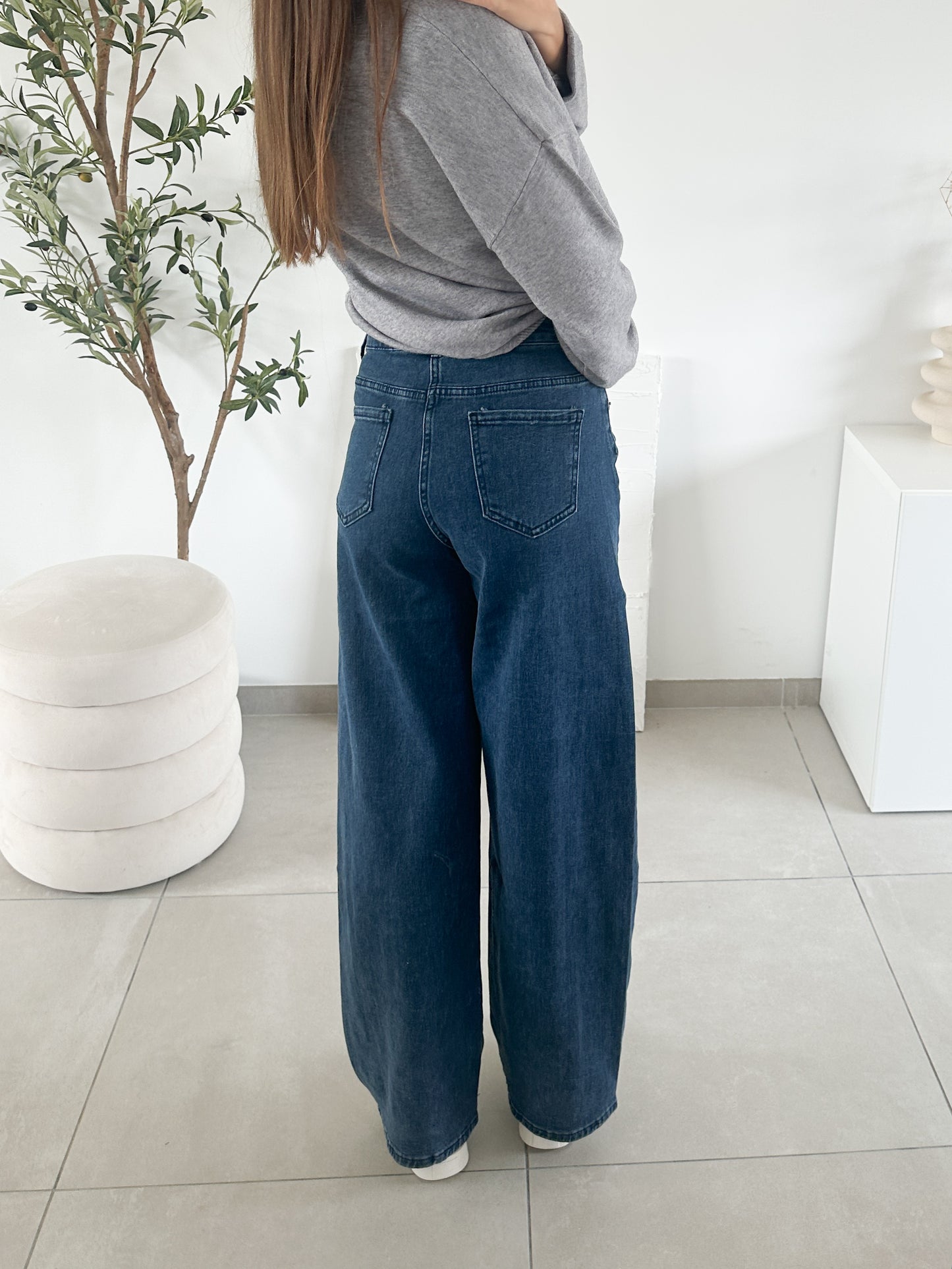 Jean barrel bleu moyen
