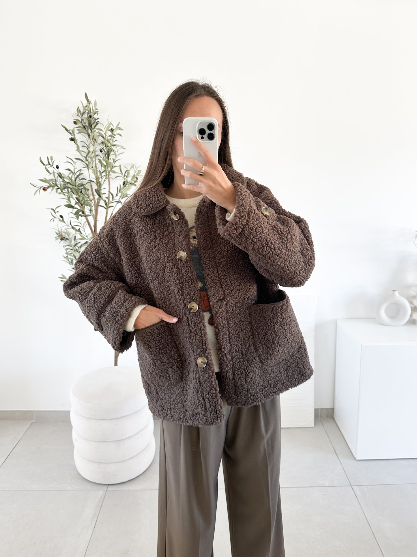 Veste Teddy marron