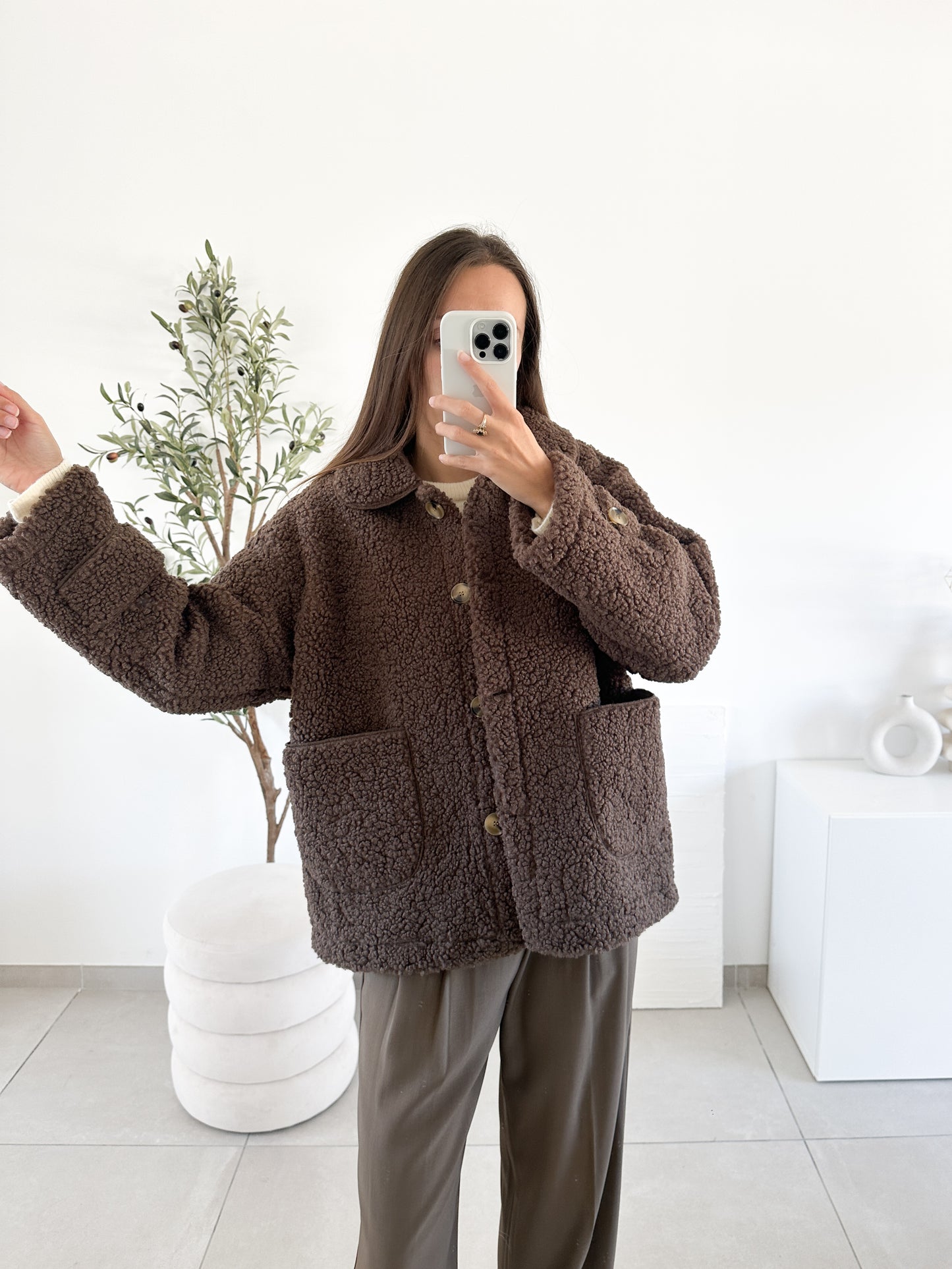 Veste Teddy marron