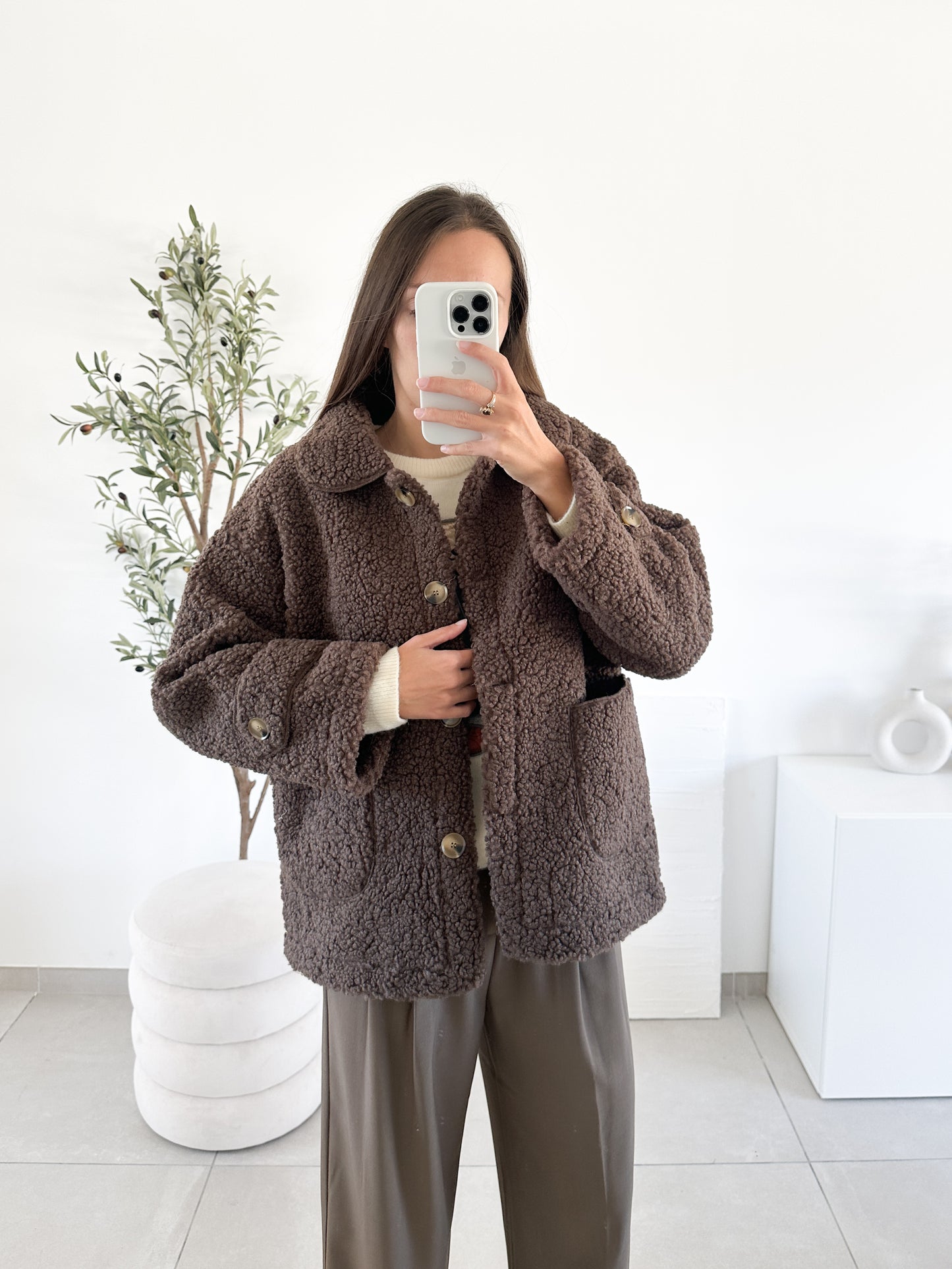 Veste Teddy marron