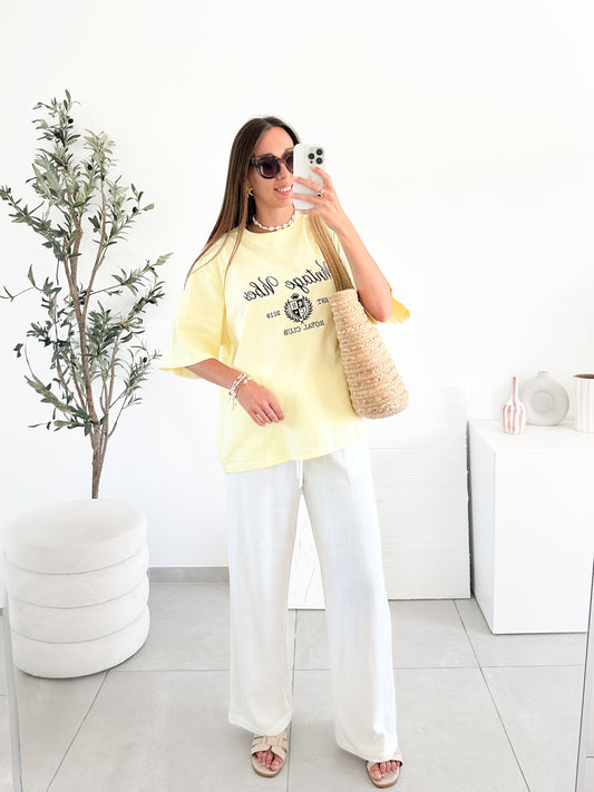 T-shirt brodé "Vintage vibe" jaune