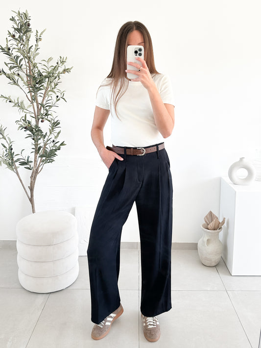 Pantalon avec ceinture marine