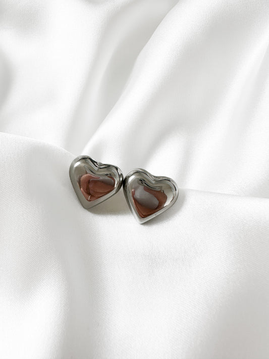 Boucles d'oreilles coeur argenté