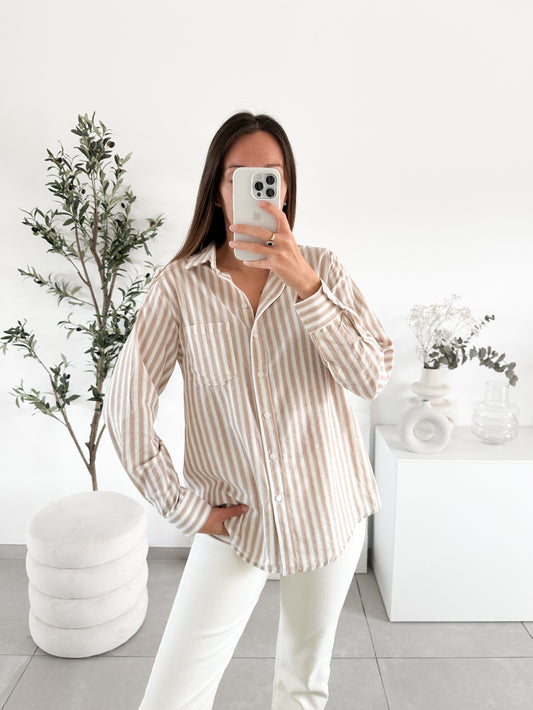 Chemise rayé beige