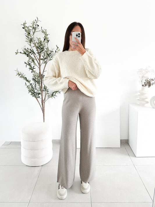 Pantalon en maille beige